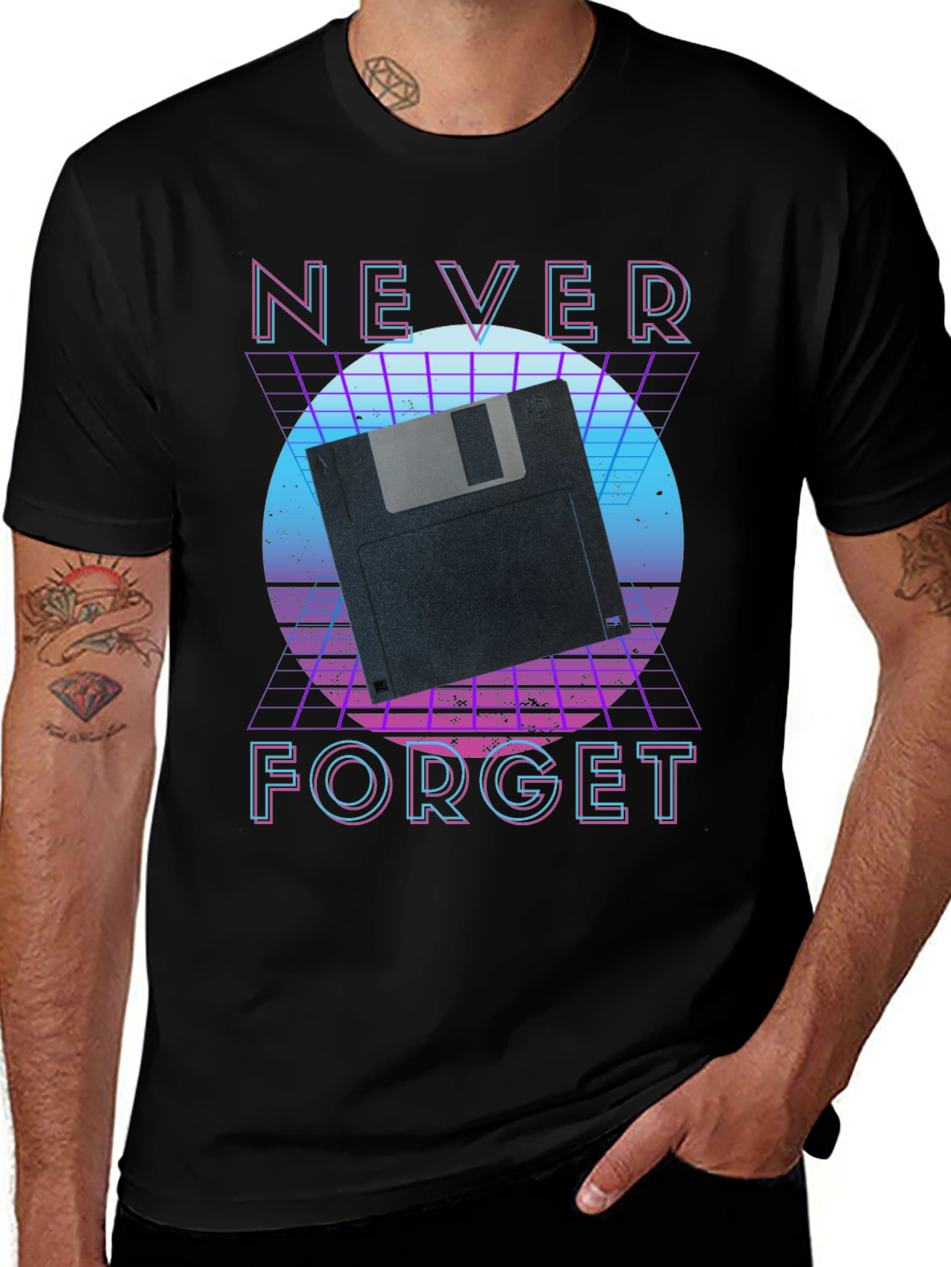 Variant 18 of Retro Floppy Disk T-Shirt - Never Forget Graphic Tee