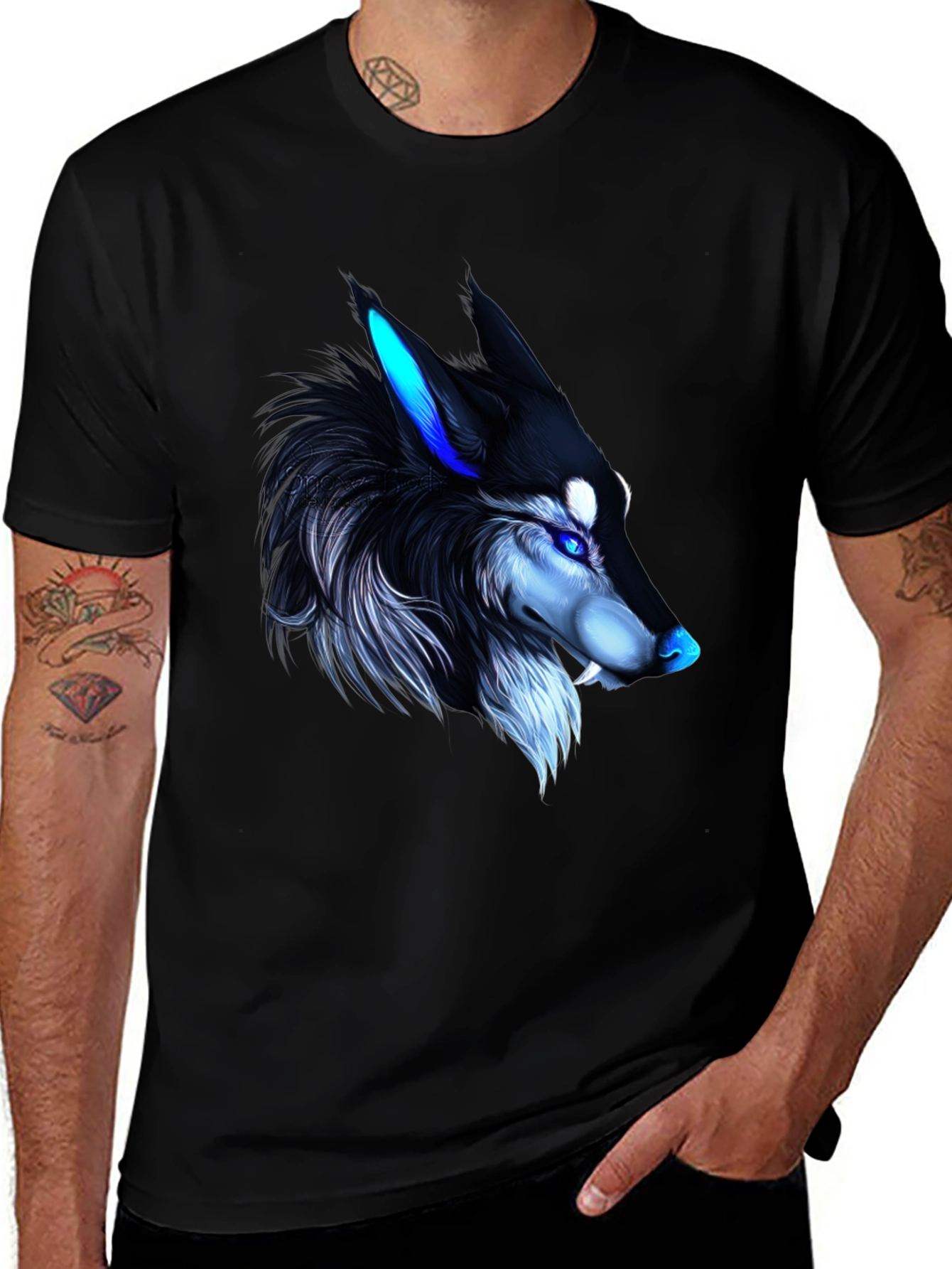 Variant 23 of Wolf Graphic Print Black T-Shirt