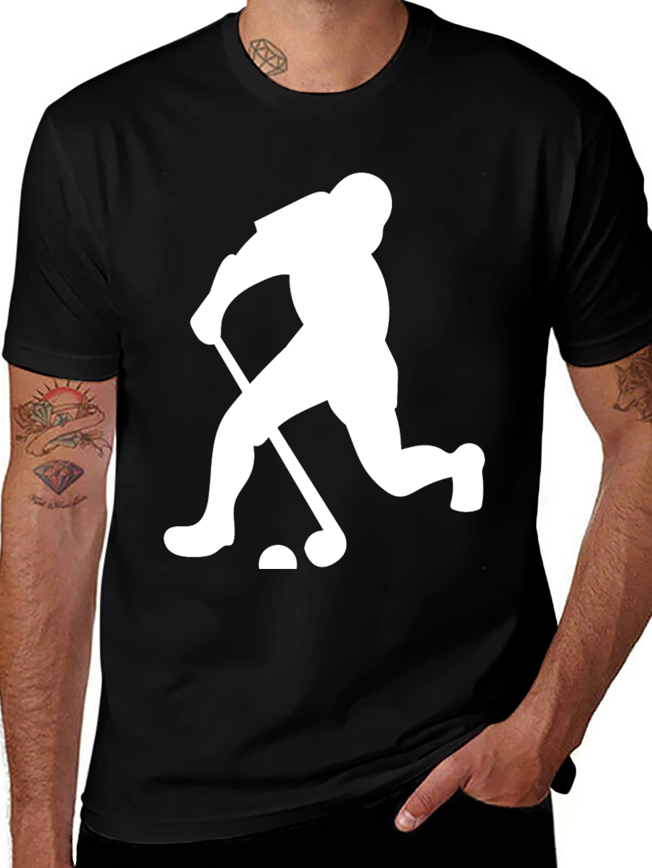 Variant 29 of Golfing Silhouette Graphic Tee - Black Cotton Blend