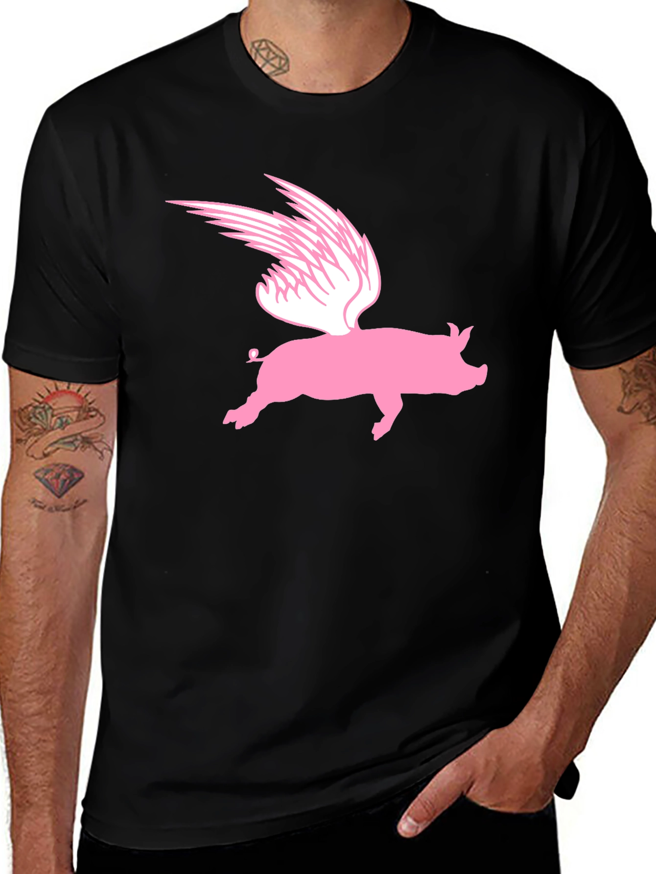 Variant 9 of Flying Pig Graphic T-Shirt - Funny Novelty Tee