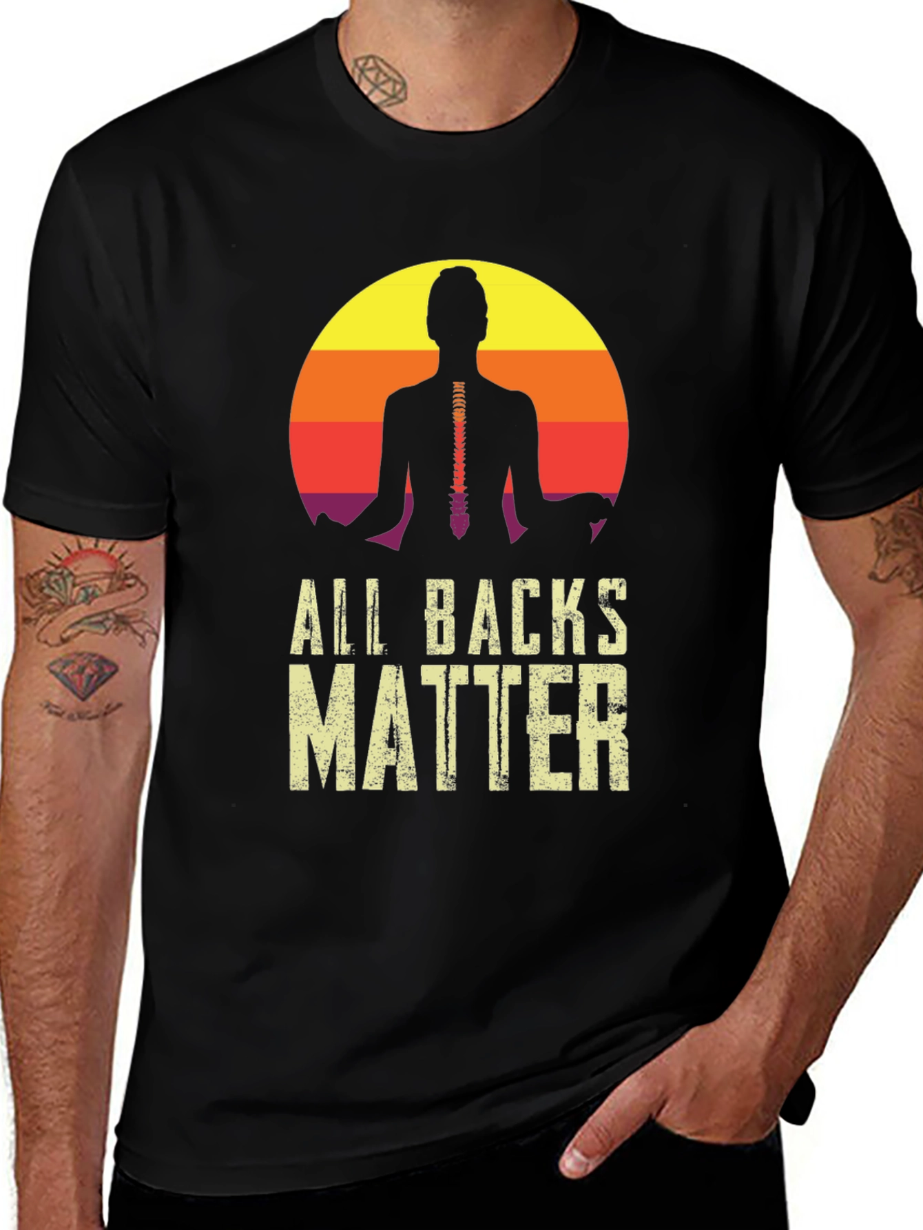 Variant 28 of All Backs Matter Yoga Spine T-Shirt