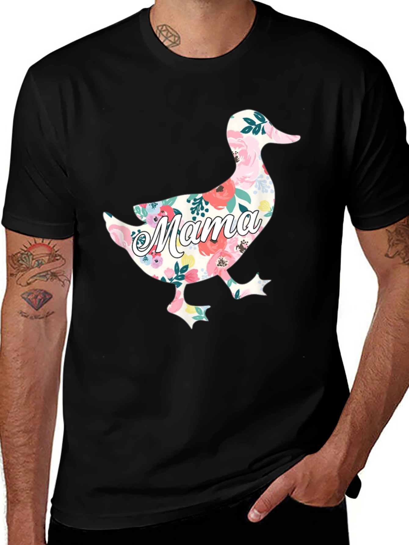 Mama Duck Floral Graphic T-Shirt