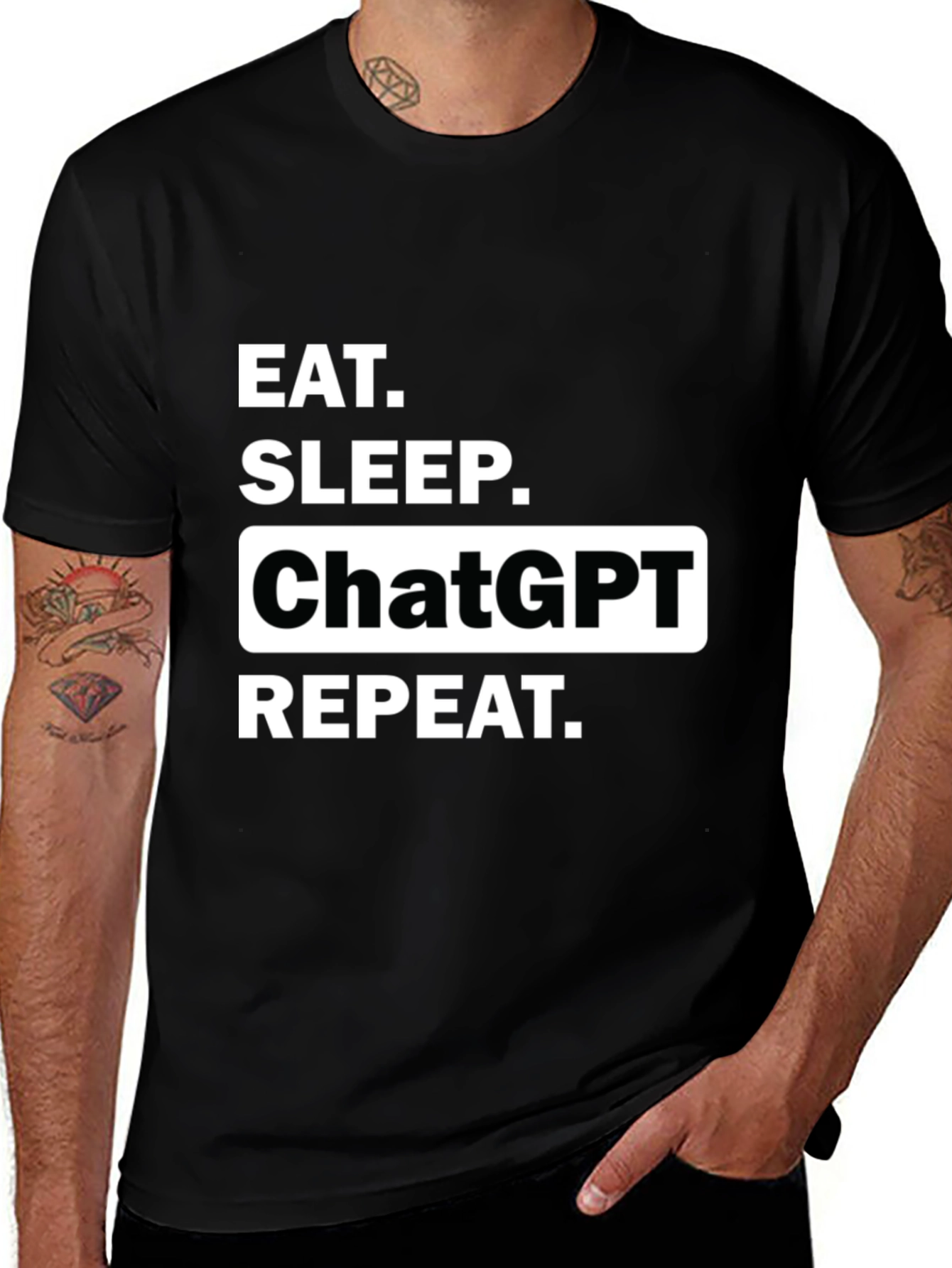 Eat Sleep ChatGPT Repeat Black T-Shirt