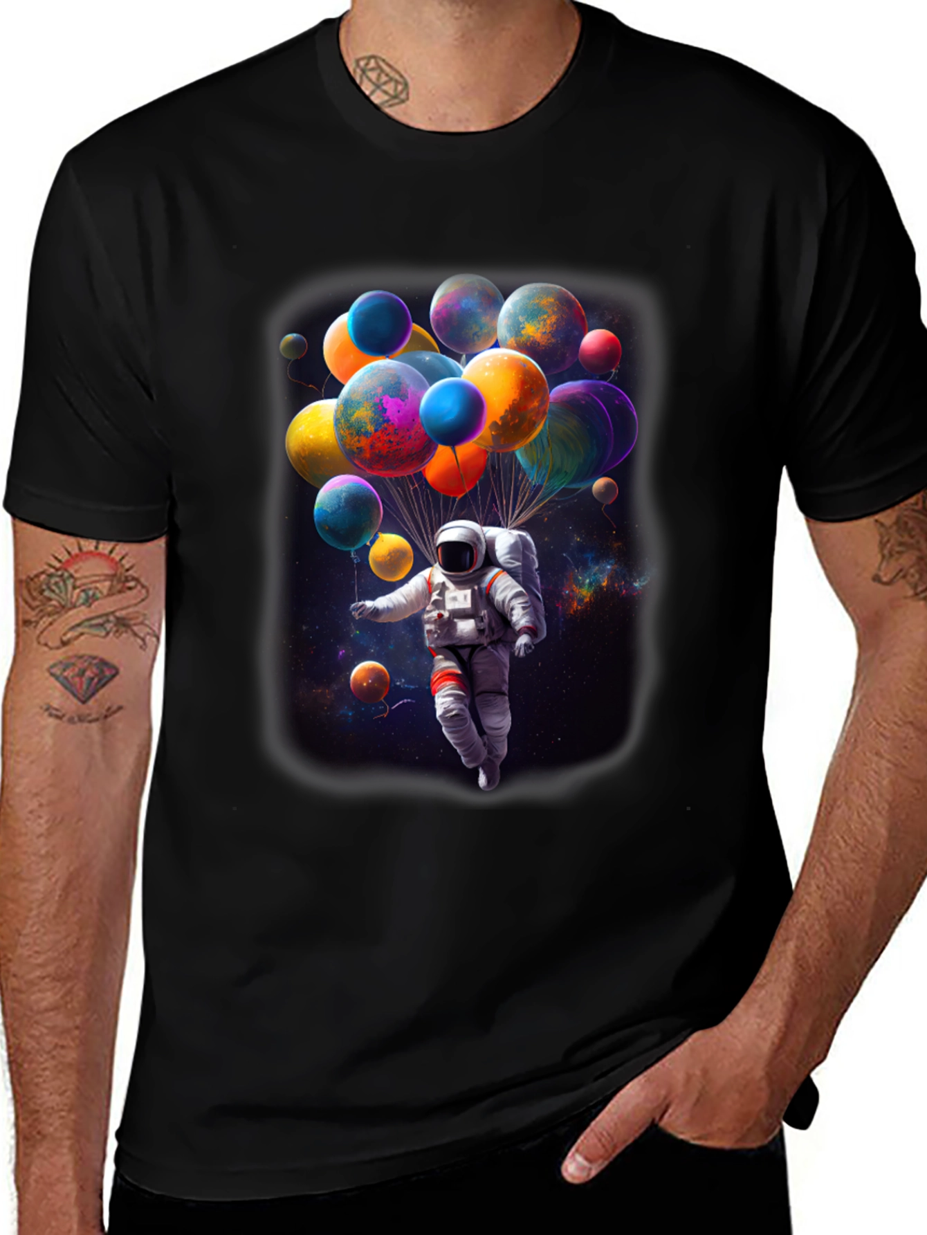 Variant 15 of Astronaut in Space Balloons Graphic T-Shirt