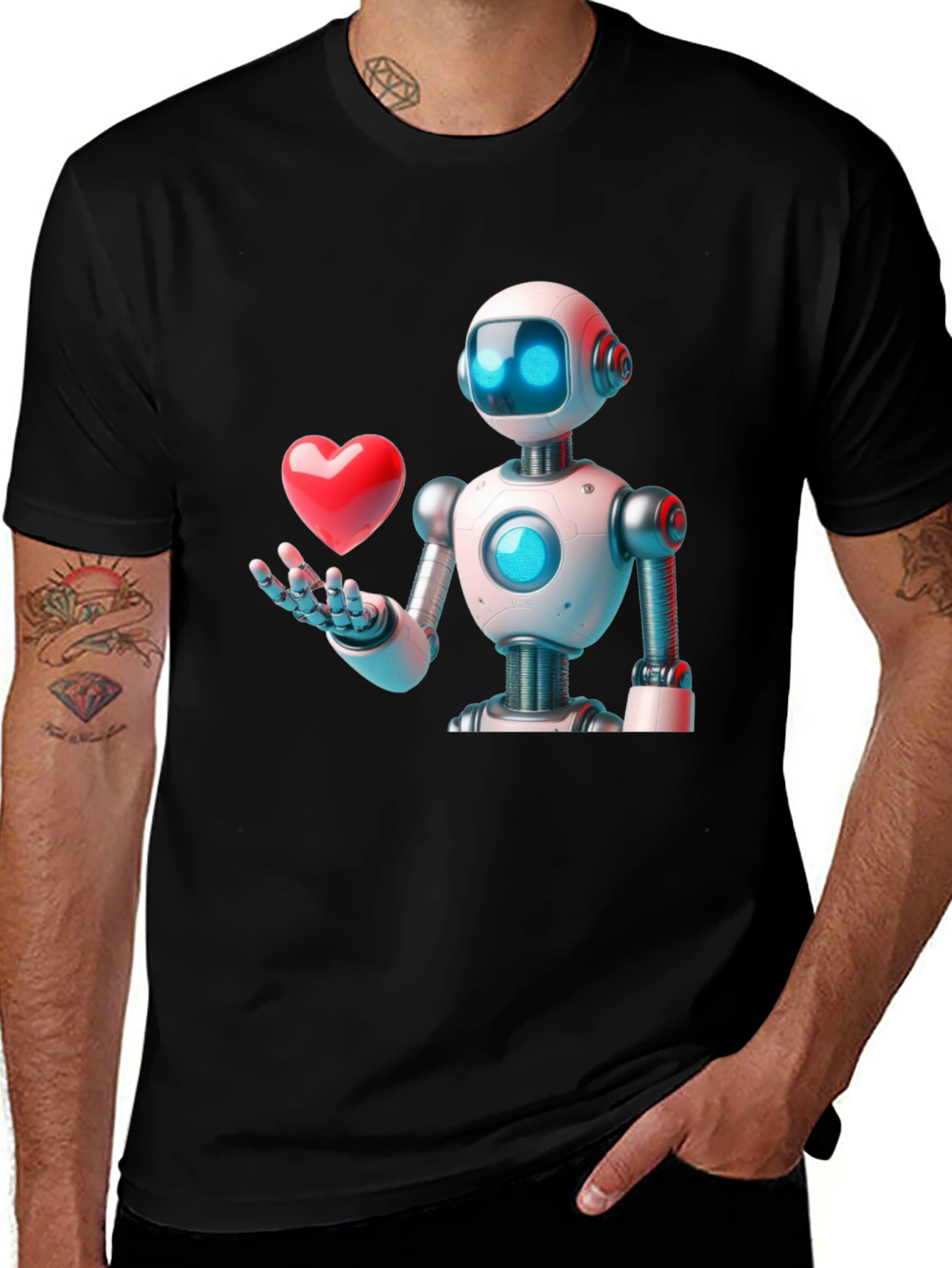 Robot Love Graphic T-Shirt - Modern Design