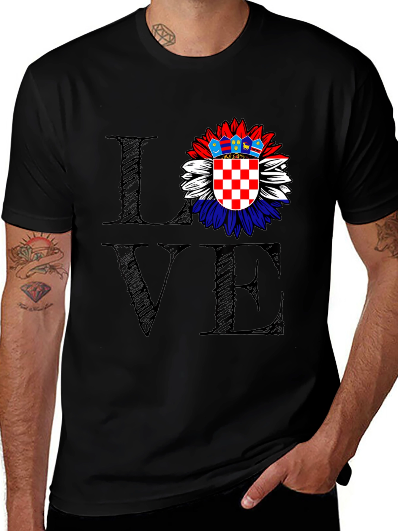 Love Croatia Flag Sunflower Graphic Tee
