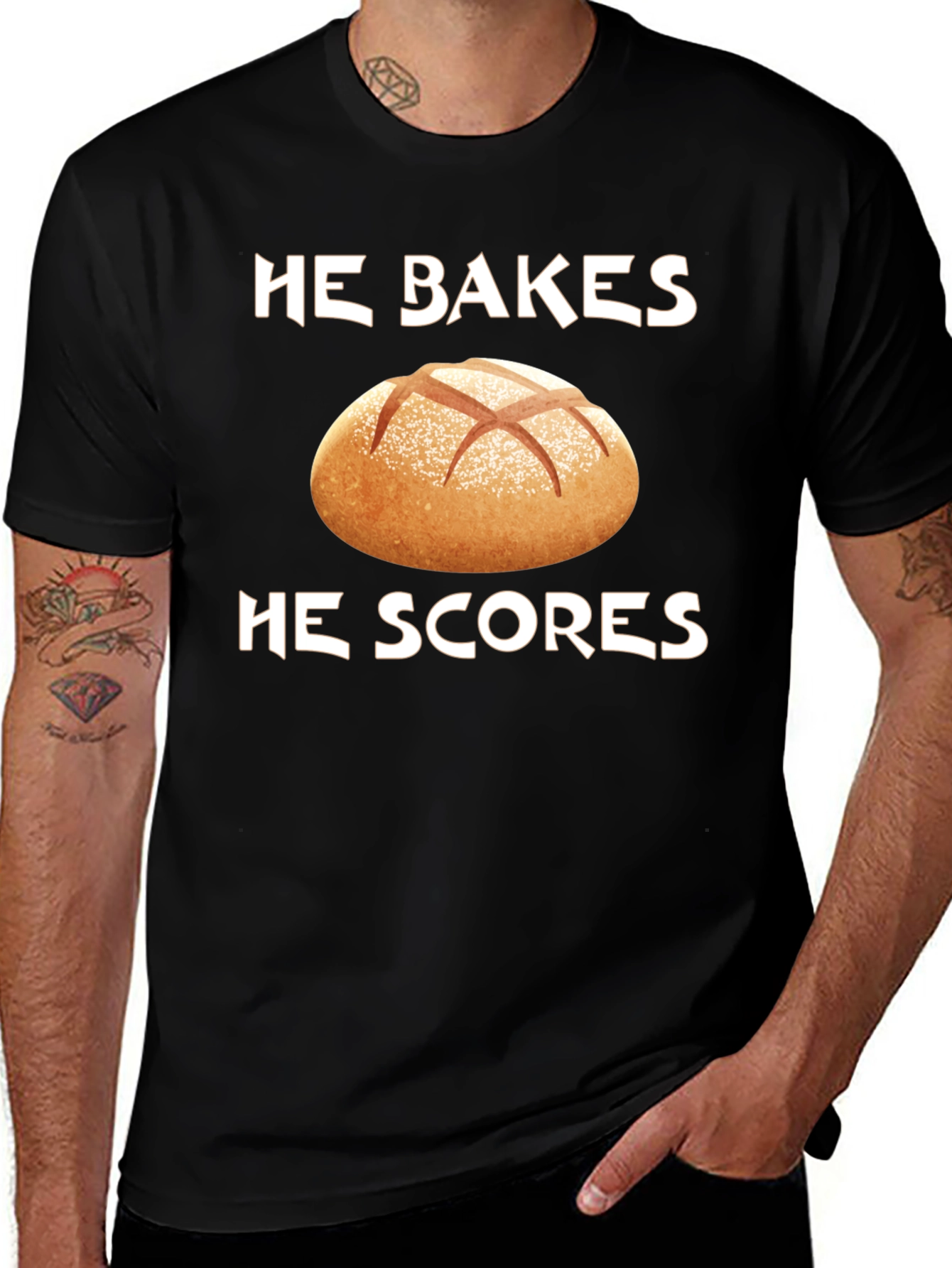 Variant 3 of He Bakes He Scores T-Shirt - Bread Lover Tee