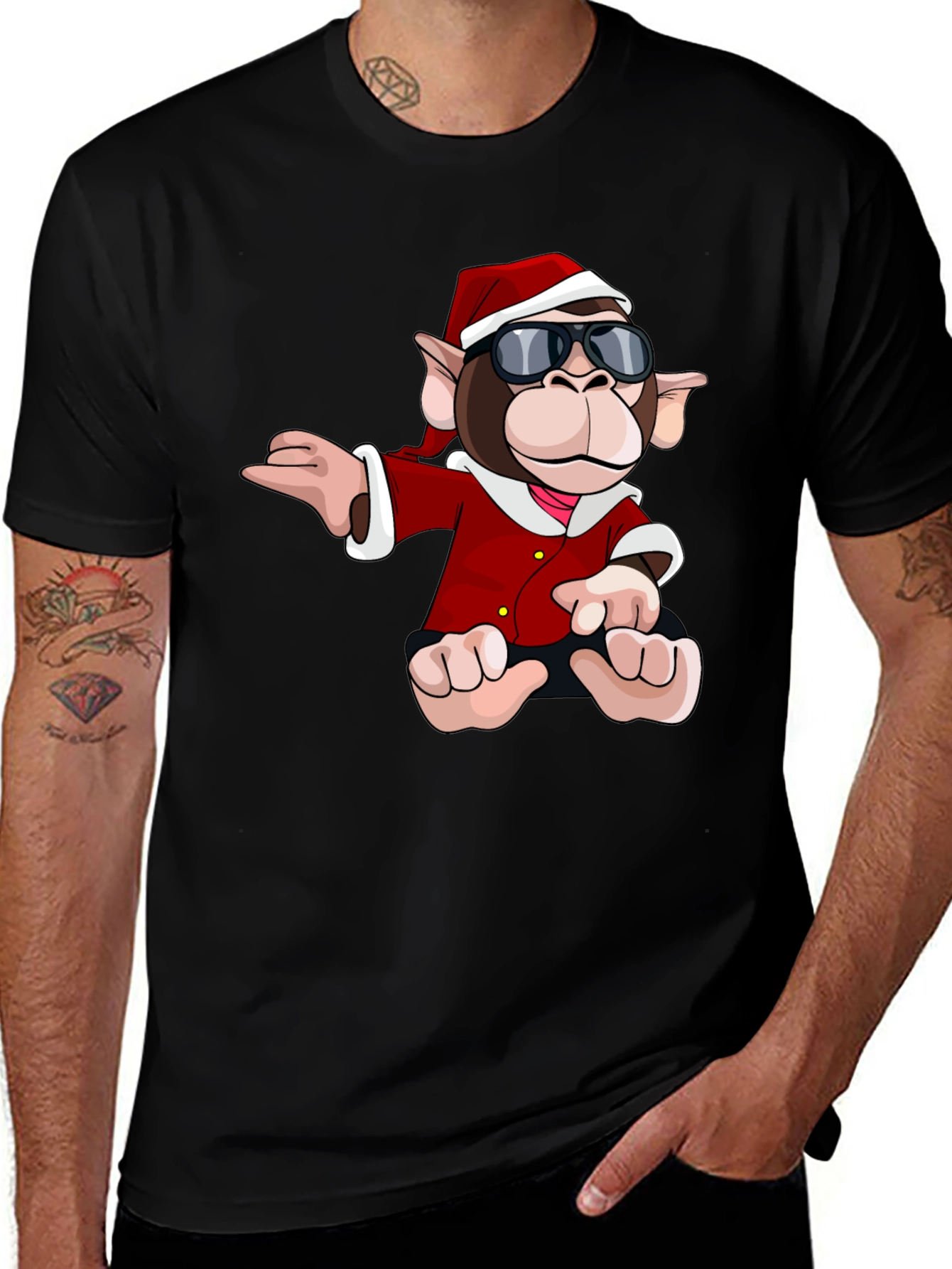 Variant 6 of Santa Monkey Graphic Tee