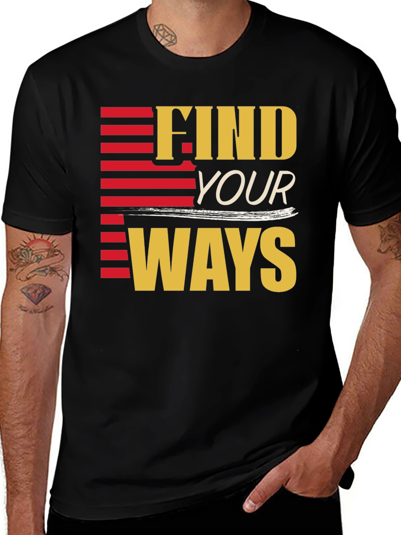 Variant 18 of Find Your Ways Graphic Tee - Black Cotton Casual Shirt