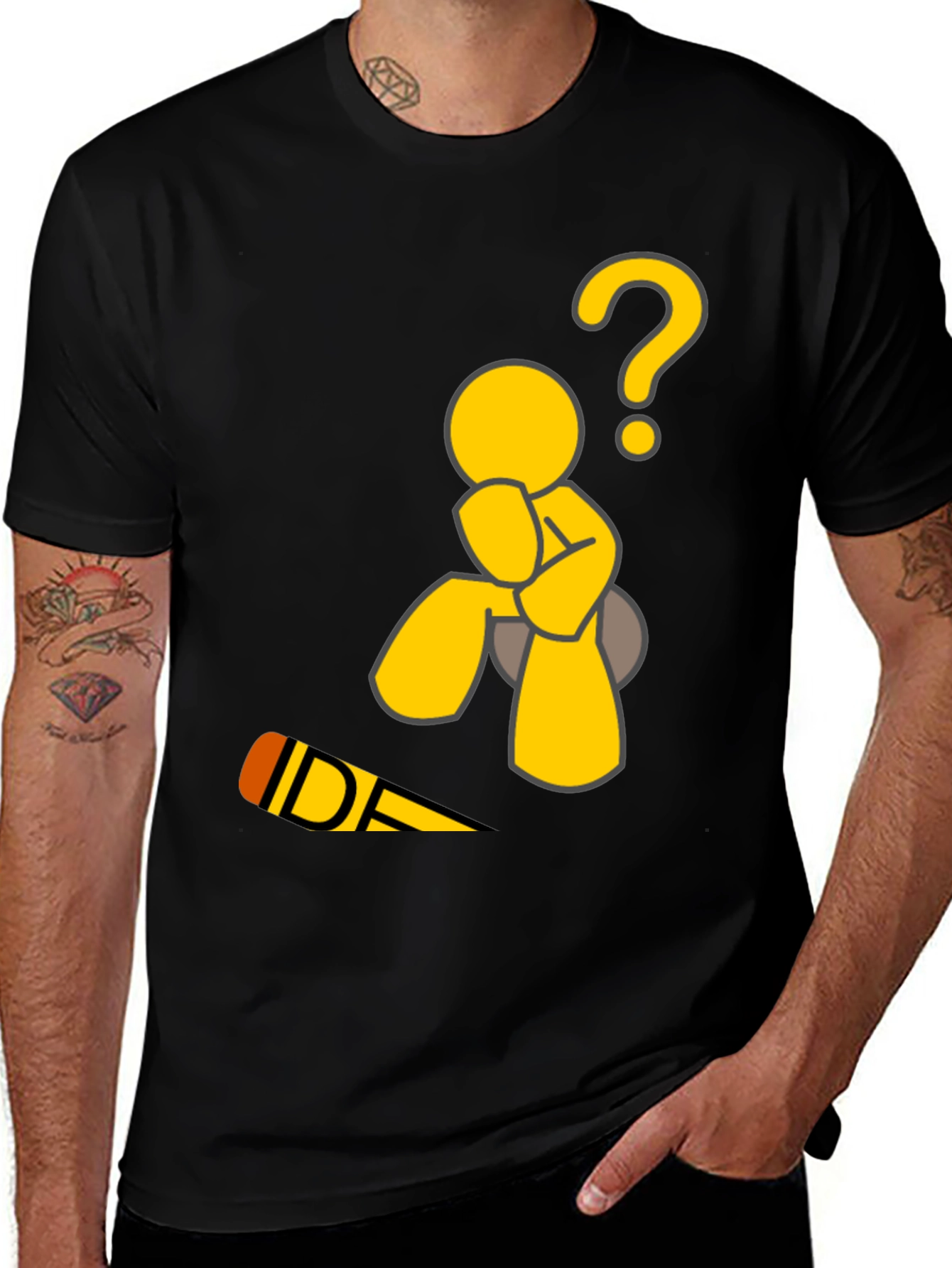 Variant 26 of Thinking Man Graphic Tee - Black Cotton