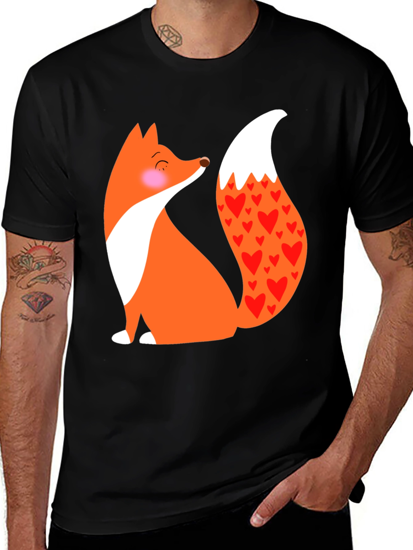 Variant 15 of Fox with Hearts T-Shirt - Cute & Stylish Animal Tee