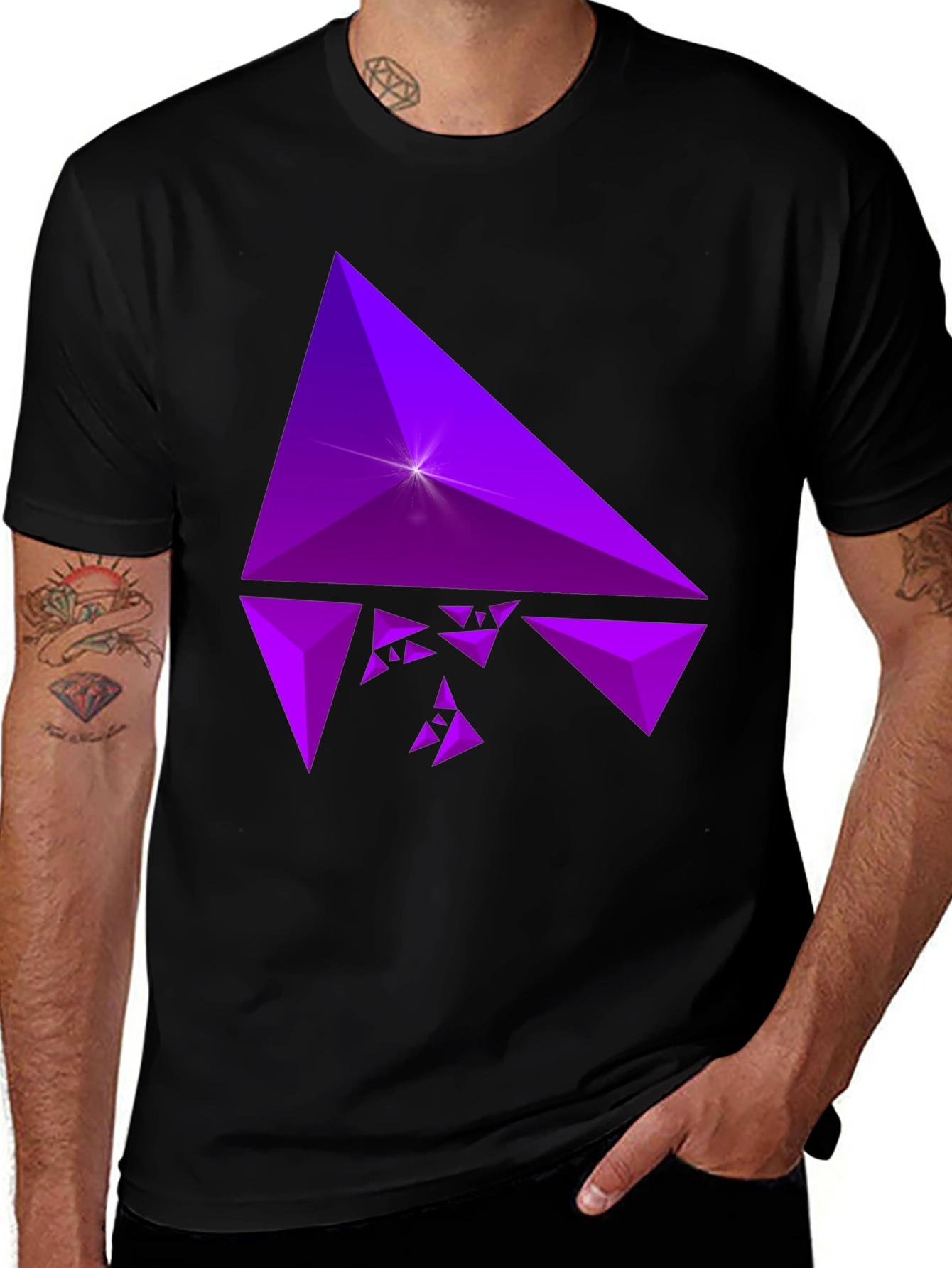Variant 29 of Geometric Purple Triangle Graphic Print Men's Tee