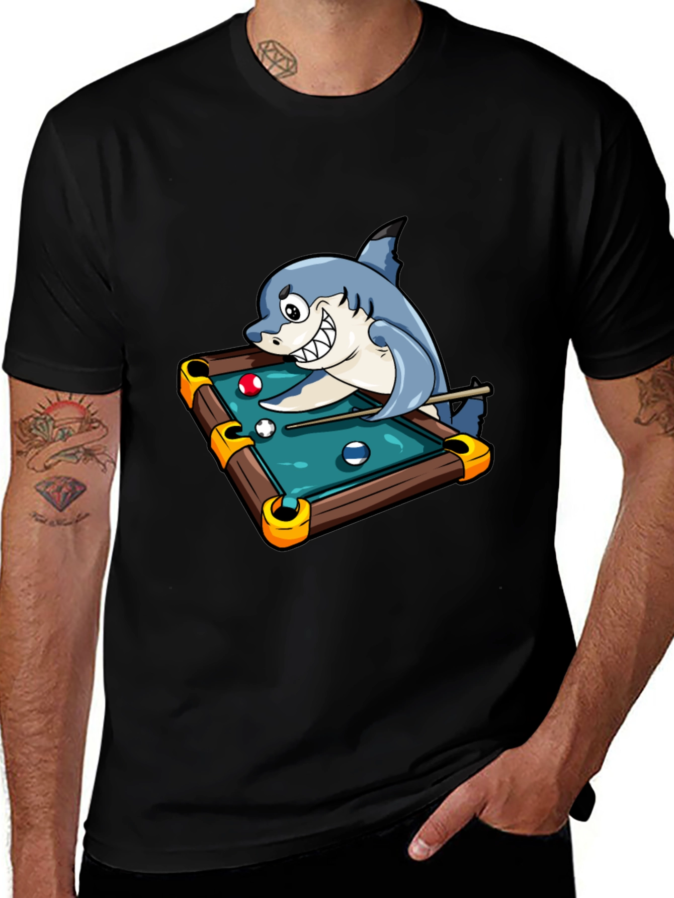 Variant 12 of Shark Playing Pool Graphic Tee