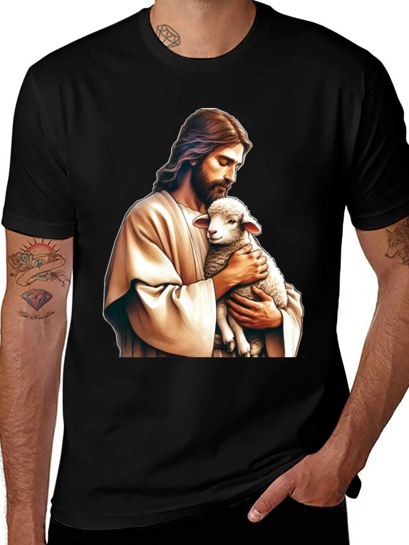 Jesus and Lamb Graphic T-Shirt