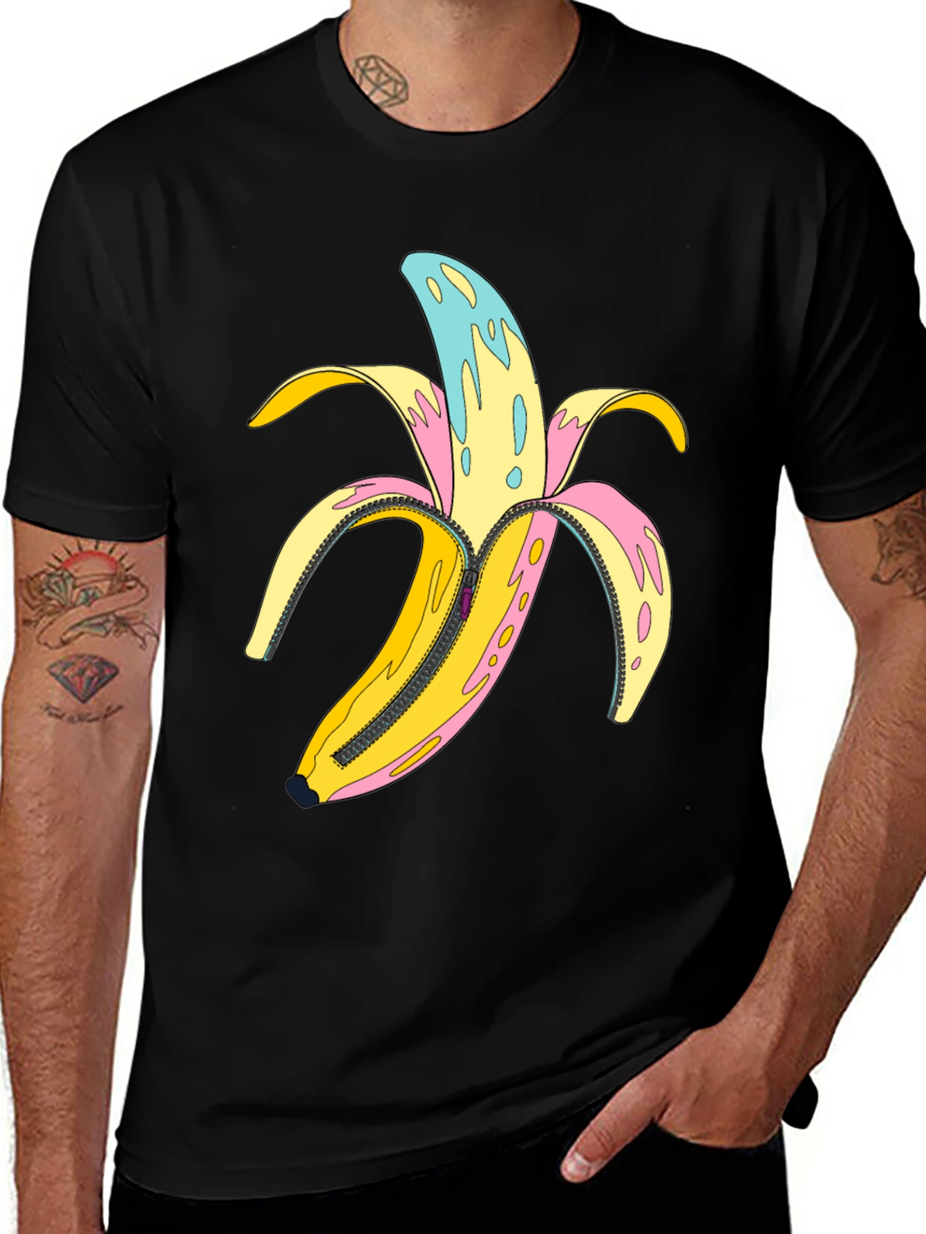 Variant 27 of Funky Banana Zipper Graphic Tee - Unique Design