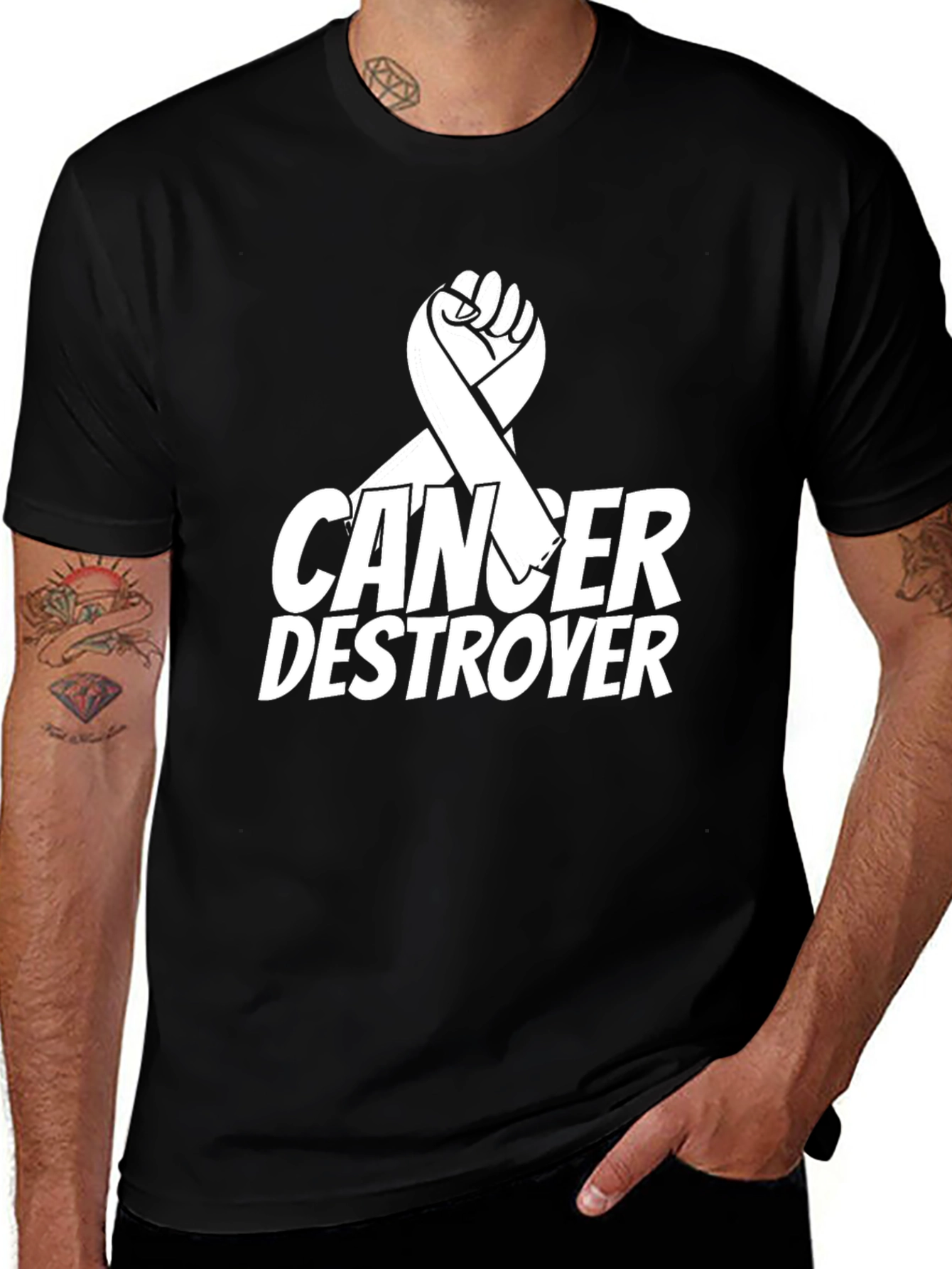 Variant 22 of Cancer Destroyer Black Graphic Tee