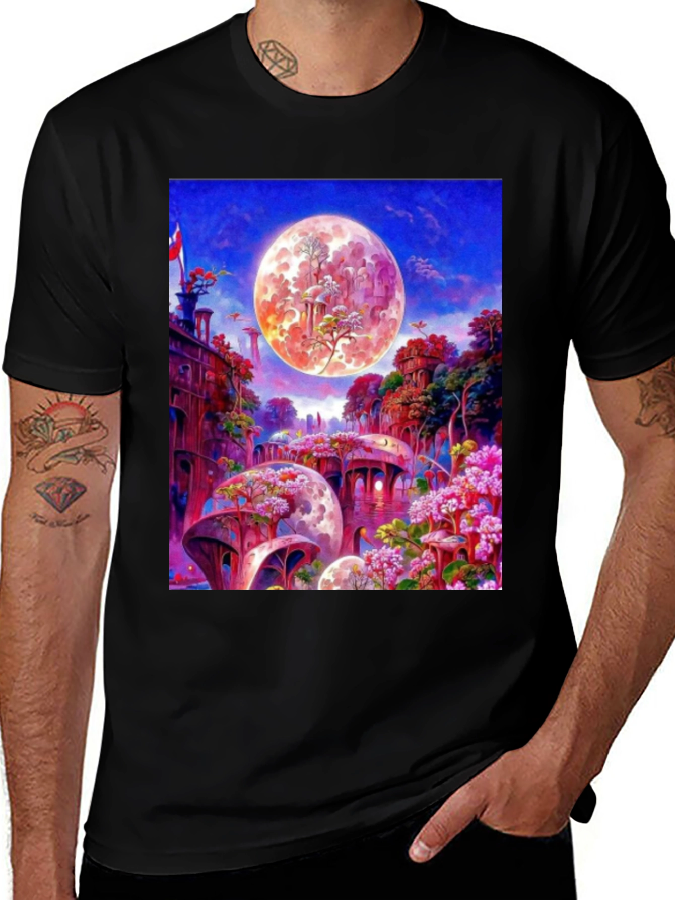 Variant 9 of Artistic Moonscape Graphic T-Shirt - Unique Design