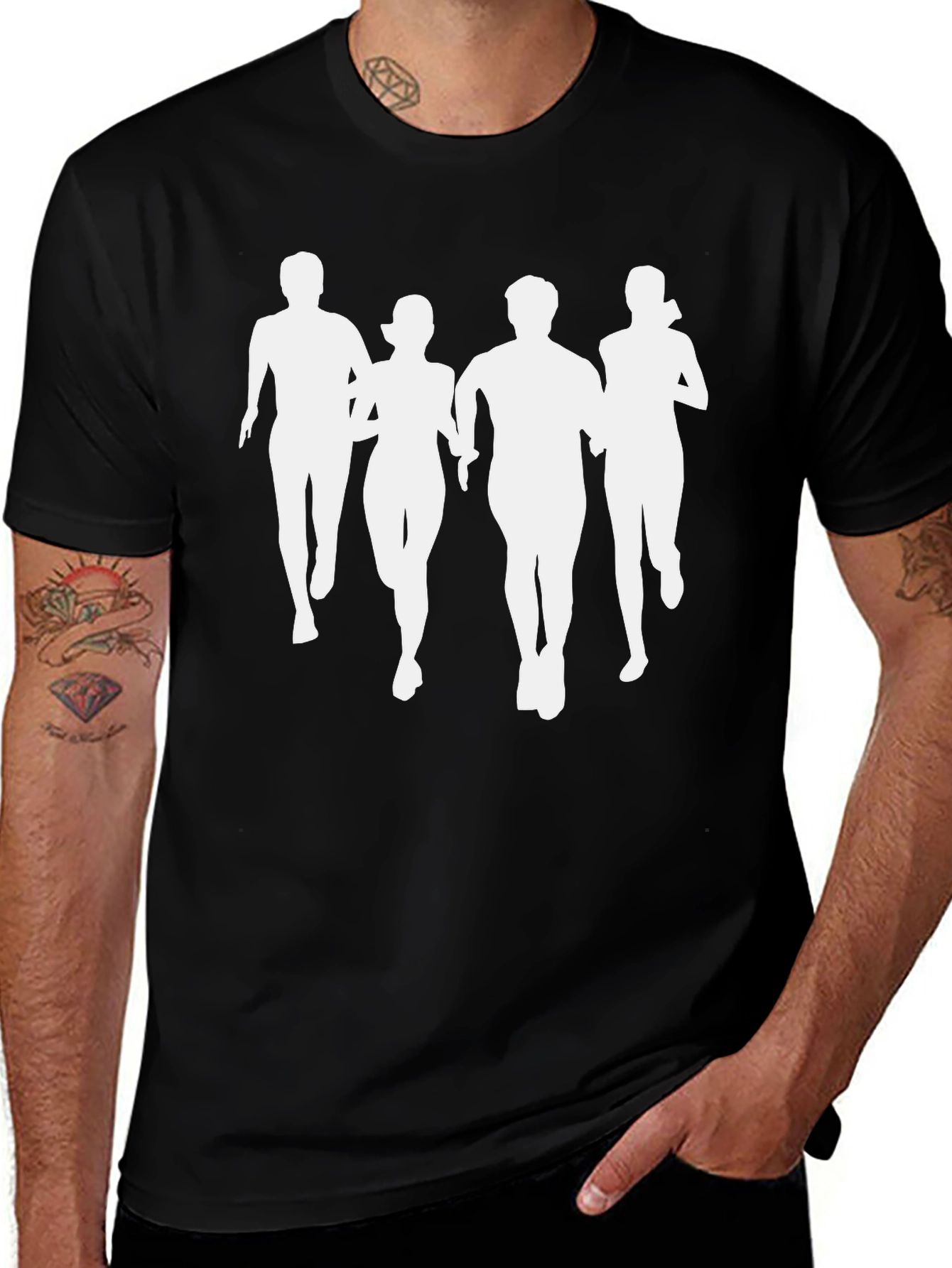 Variant 23 of Runner's Silhouette T-Shirt - Black Graphic Tee