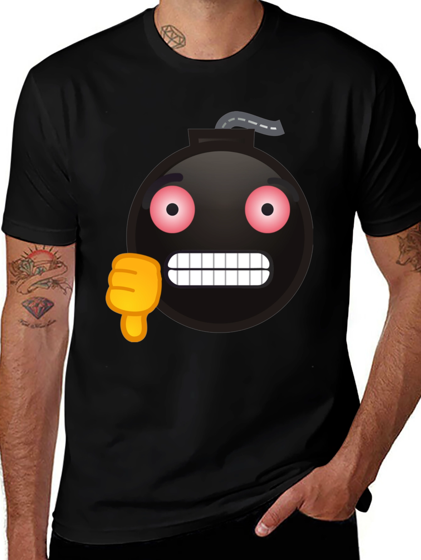 Variant 29 of Bomb Emoji Thumbs Down Graphic T-Shirt
