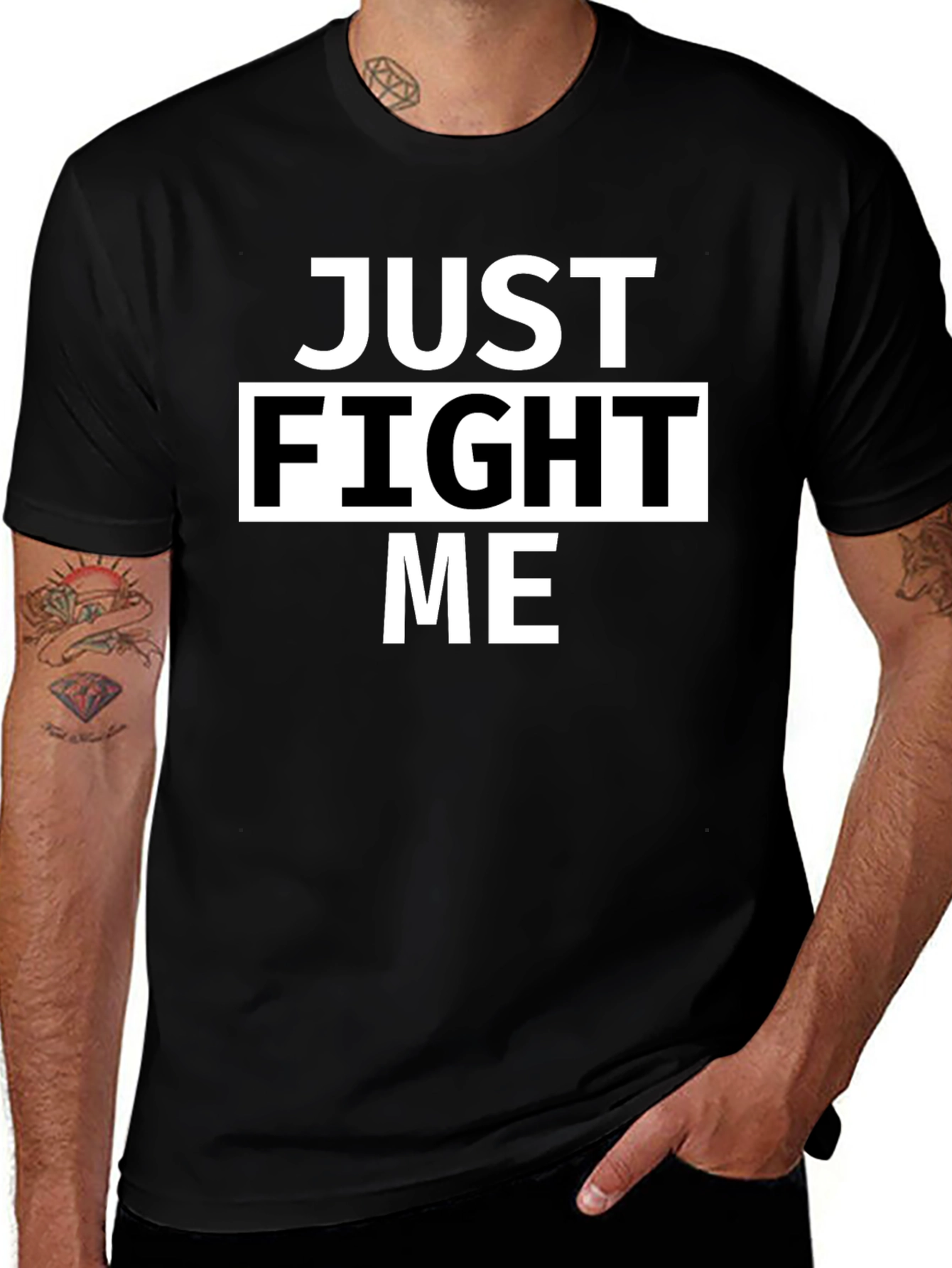 Variant 19 of Just Fight Me Black T-Shirt - Bold Statement Tee