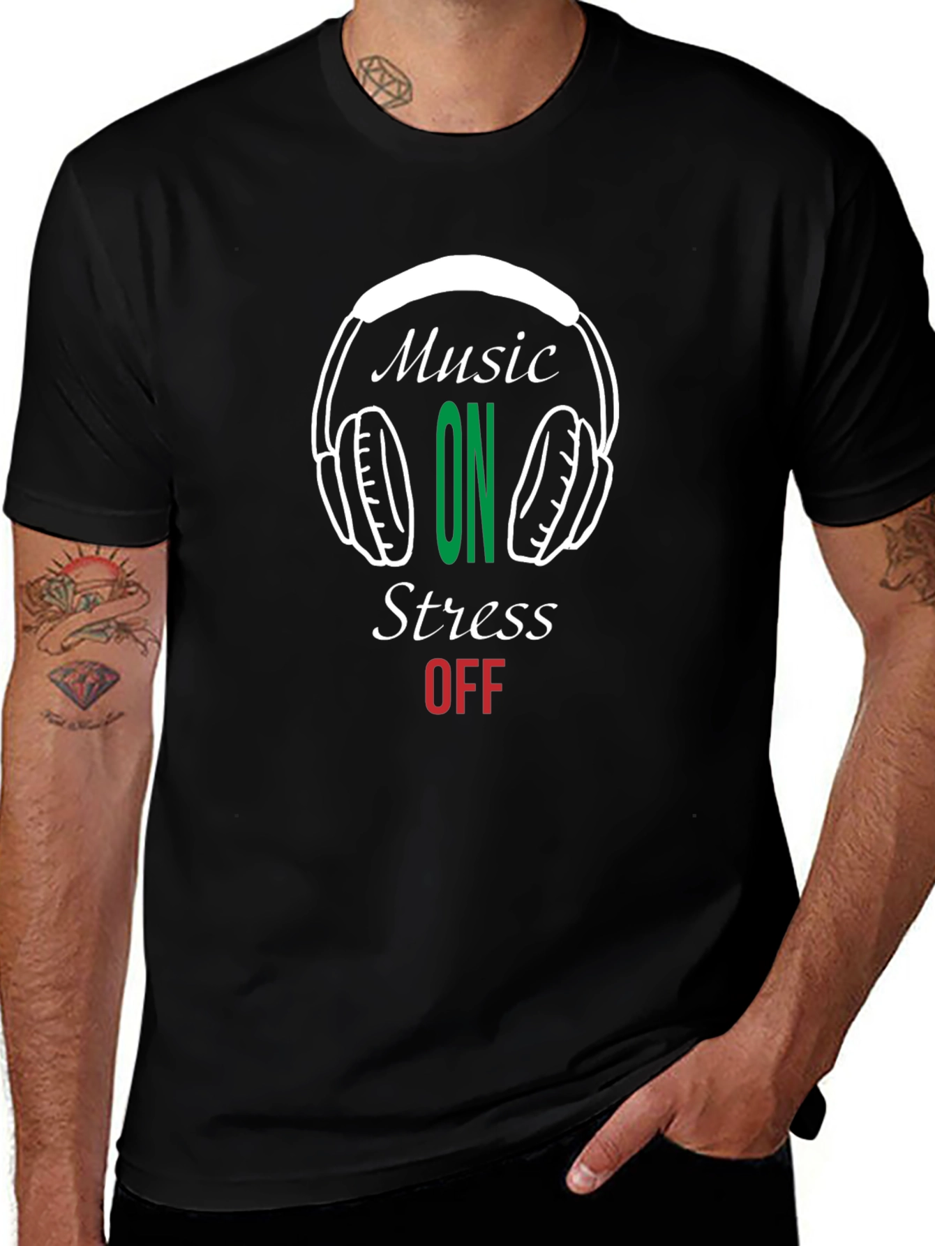 Variant 3 of Music On Stress Off Graphic Tee