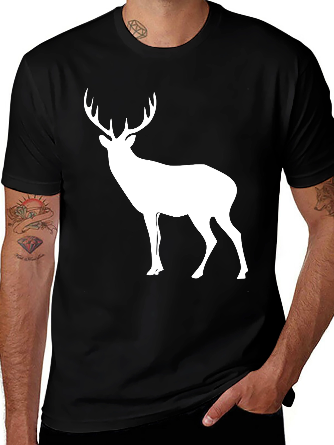 Men's Black Deer Graphic T-Shirt