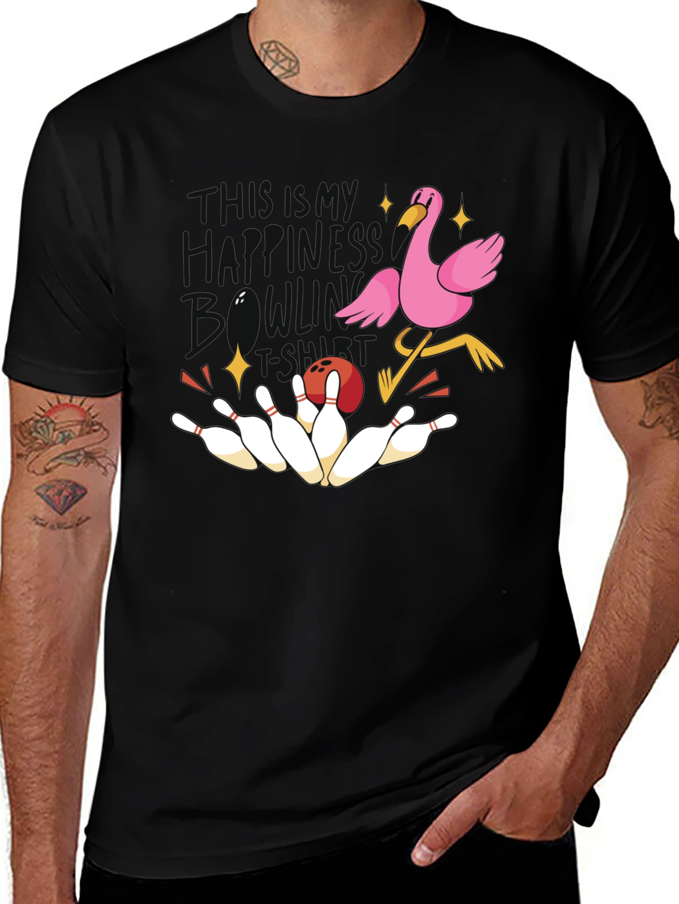 Variant 28 of Bowling & Flamingo Graphic Tee - Fun & Stylish