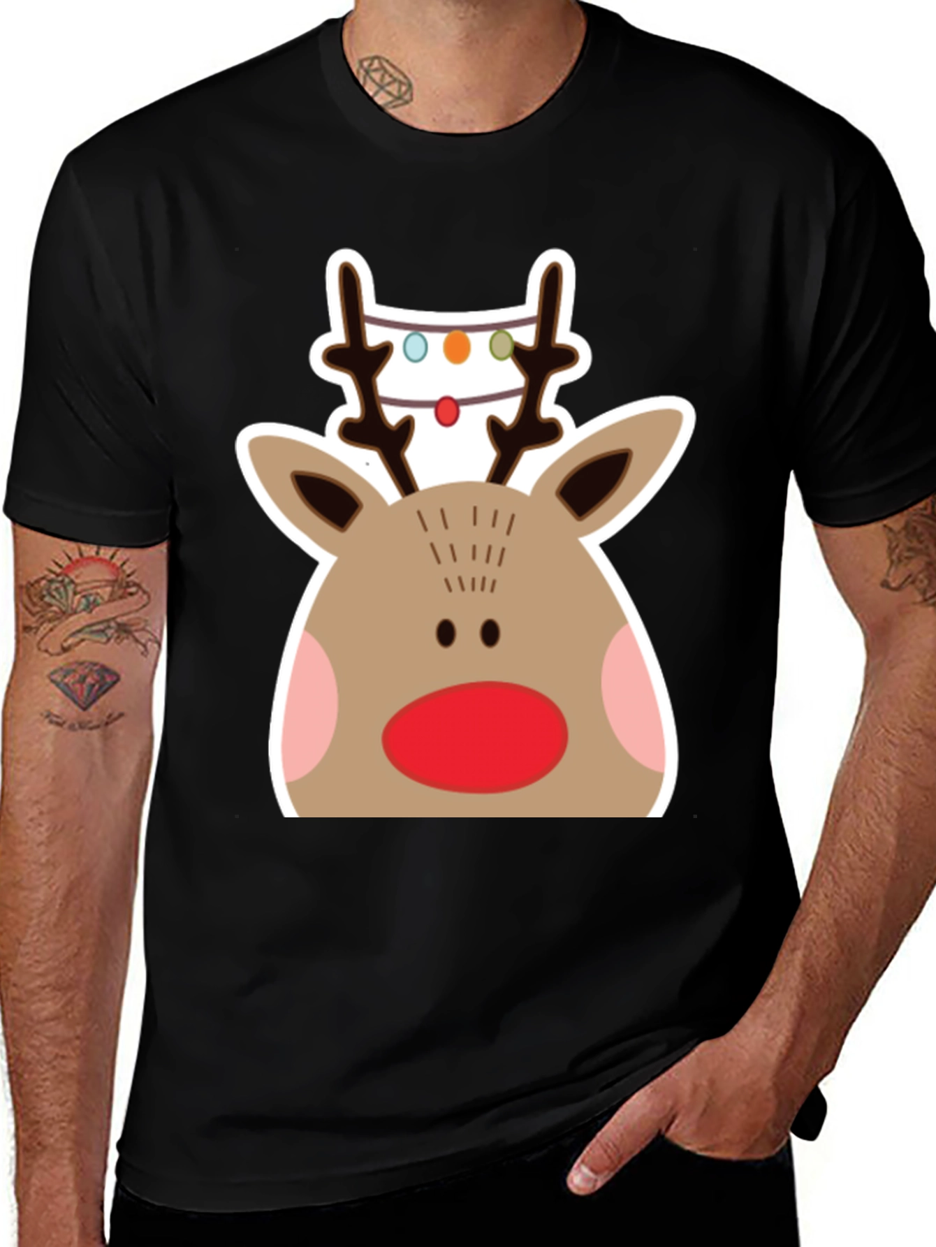 Variant 3 of Festive Reindeer Graphic Tee - Holiday Cheer