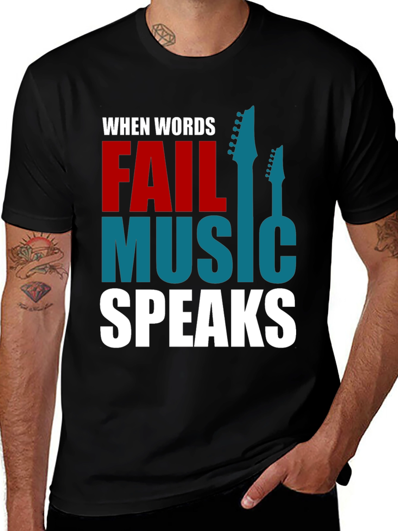 Variant 18 of Music Speaks Graphic T-Shirt - Black