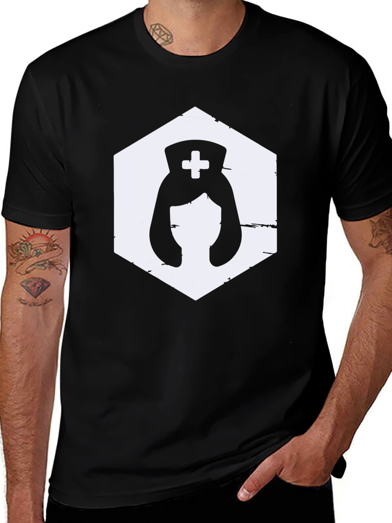 Variant 24 of Nurse Graphic T-Shirt - Black Cotton Tee