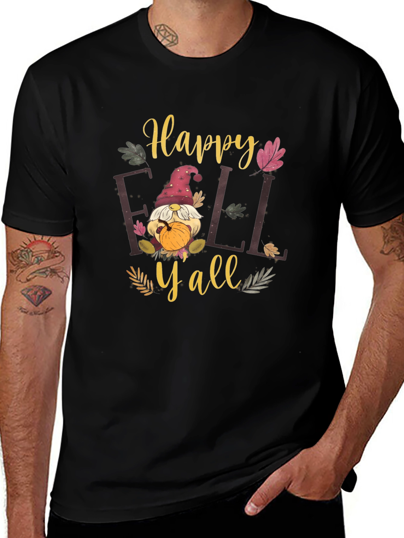 Variant 2 of Happy Fall Y'all Black T-Shirt