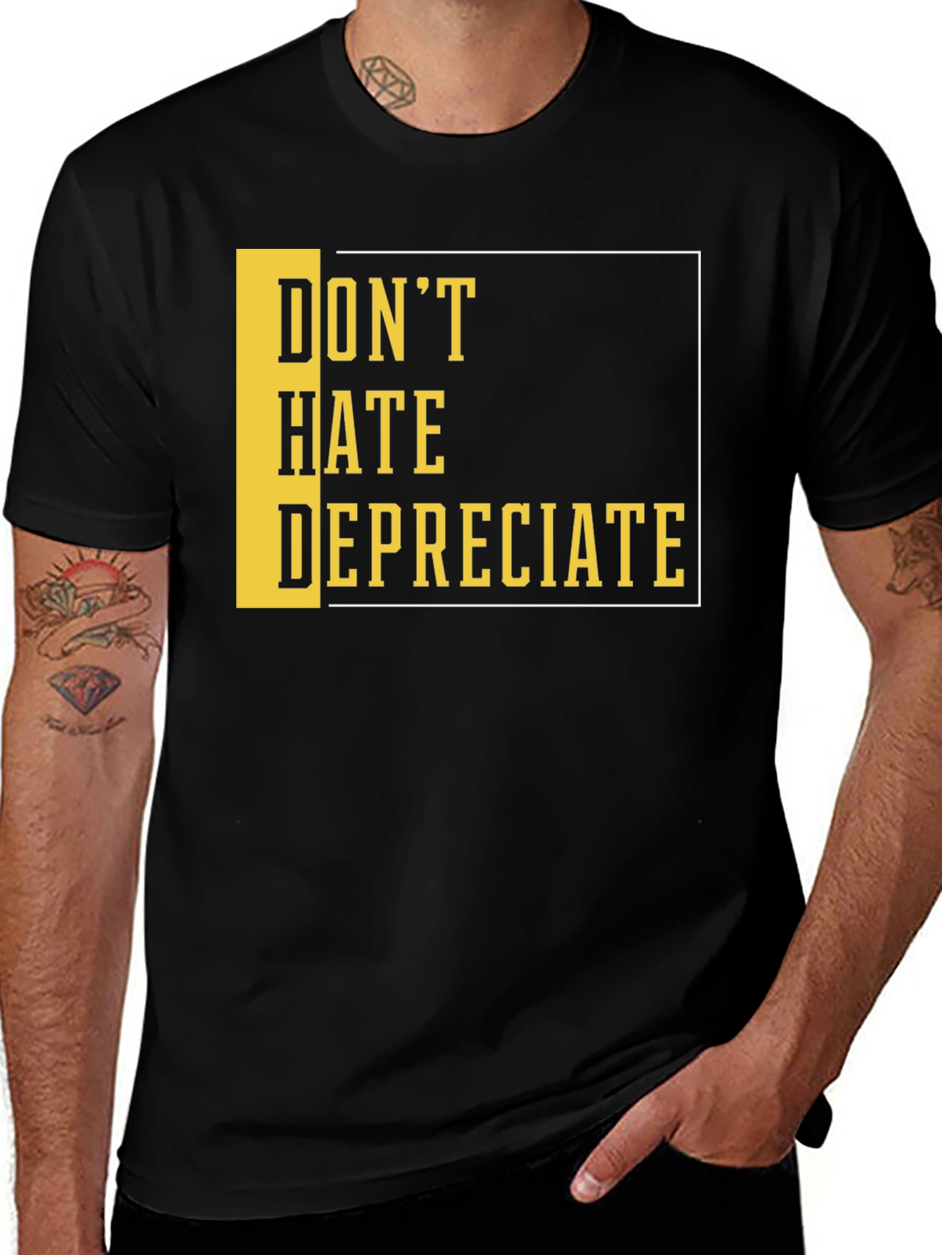 Variant 24 of Don't Hate, Depreciate Graphic Tee - Black