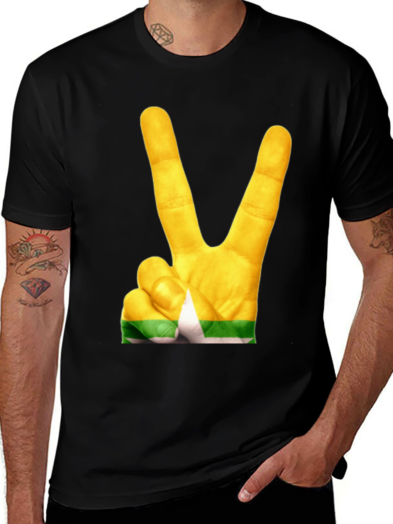 Myanmar Flag Peace Sign T-Shirt
