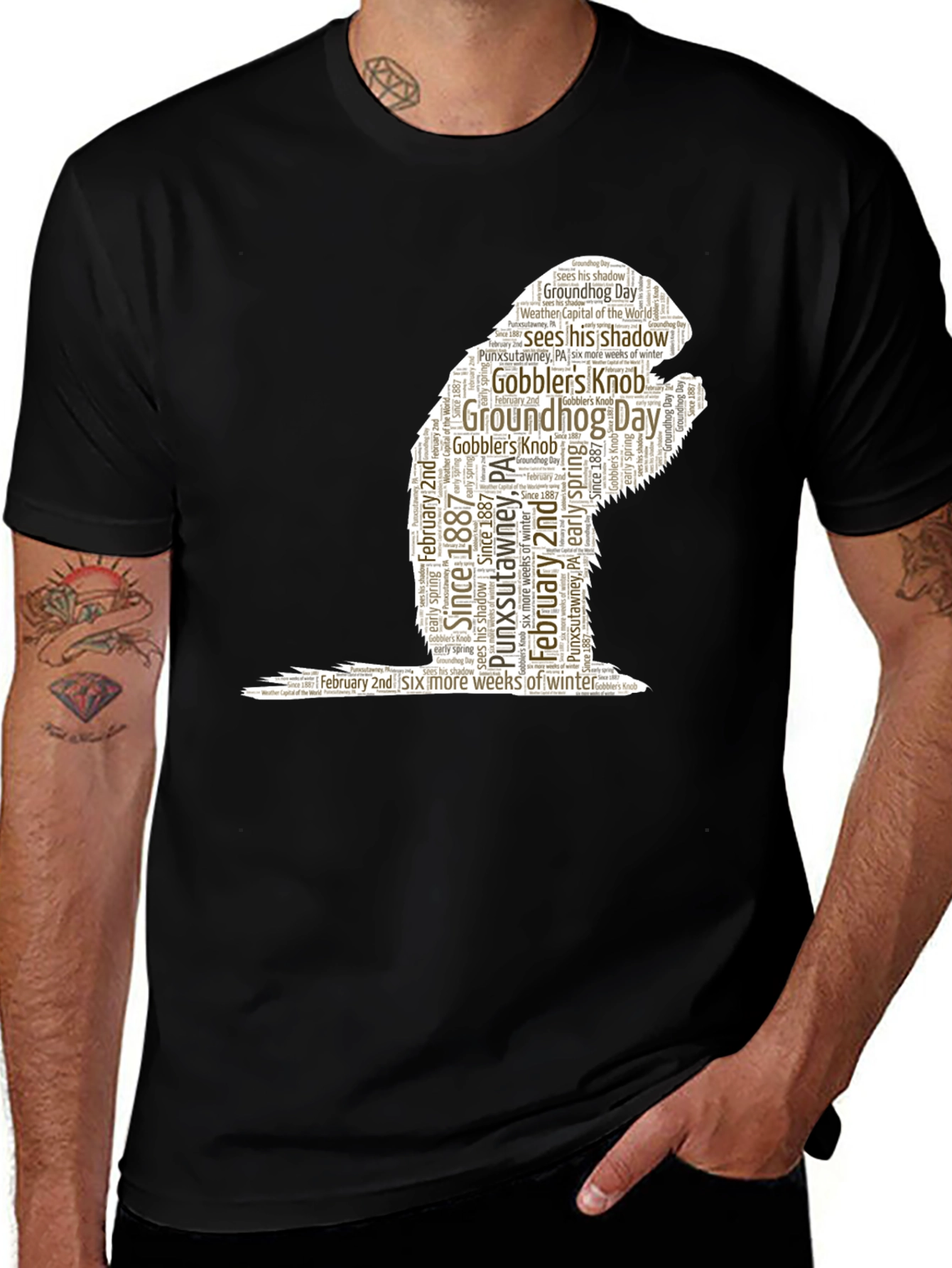 Groundhog Day Word Art Tee - Six More Weeks of Winter!