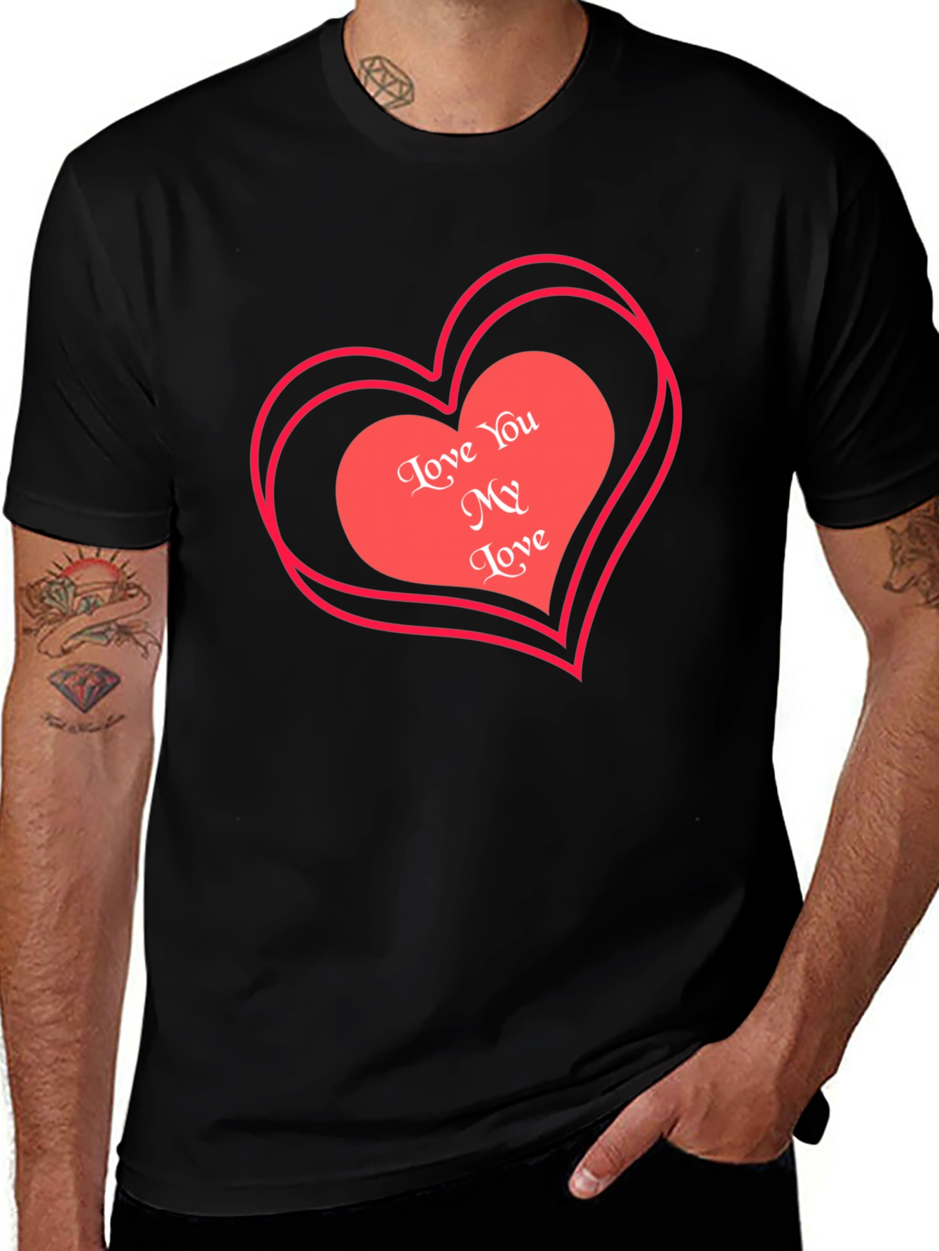 Variant 11 of Love You My Love Valentine's Black T-Shirt