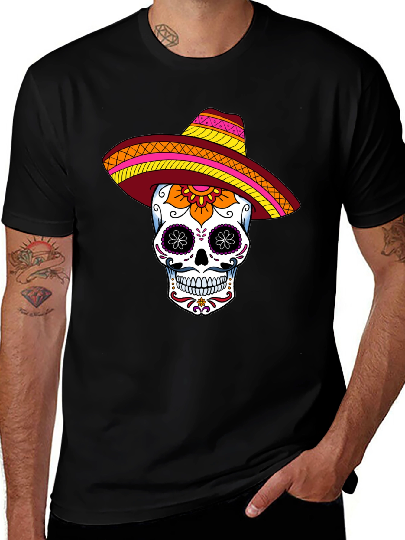 Variant 26 of Sugar Skull Sombrero Graphic Tee