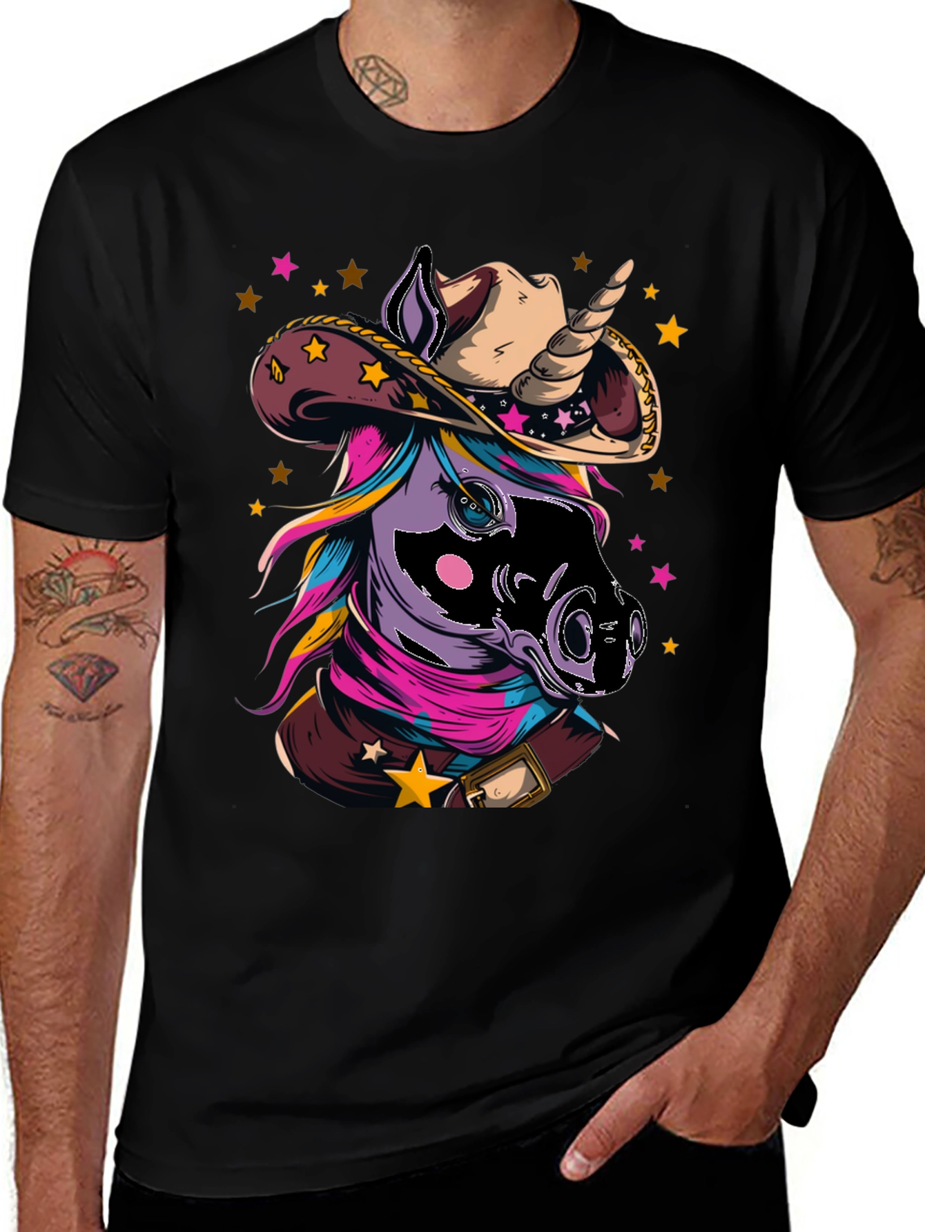 Variant 17 of Cowboy Unicorn T-Shirt - Western Style Tee