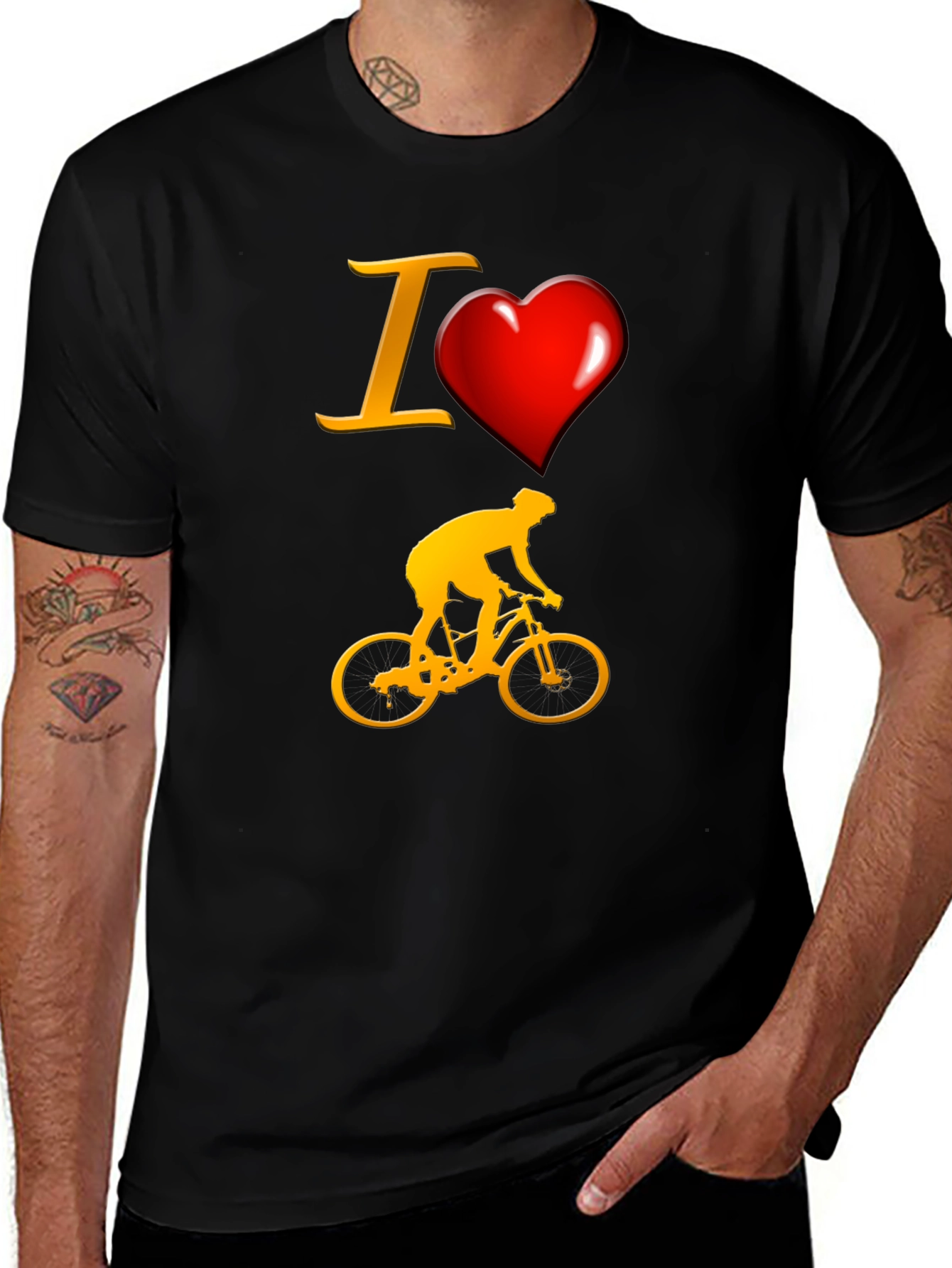 Black I Love Biking T-Shirt - Sporty Cyclist Tee main image