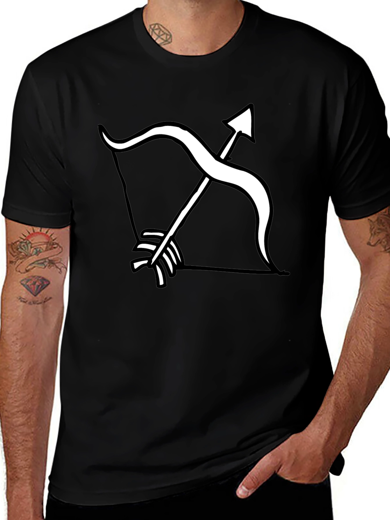 Variant 2 of Archer Bow & Arrow Graphic Tee - Black Cotton T-Shirt
