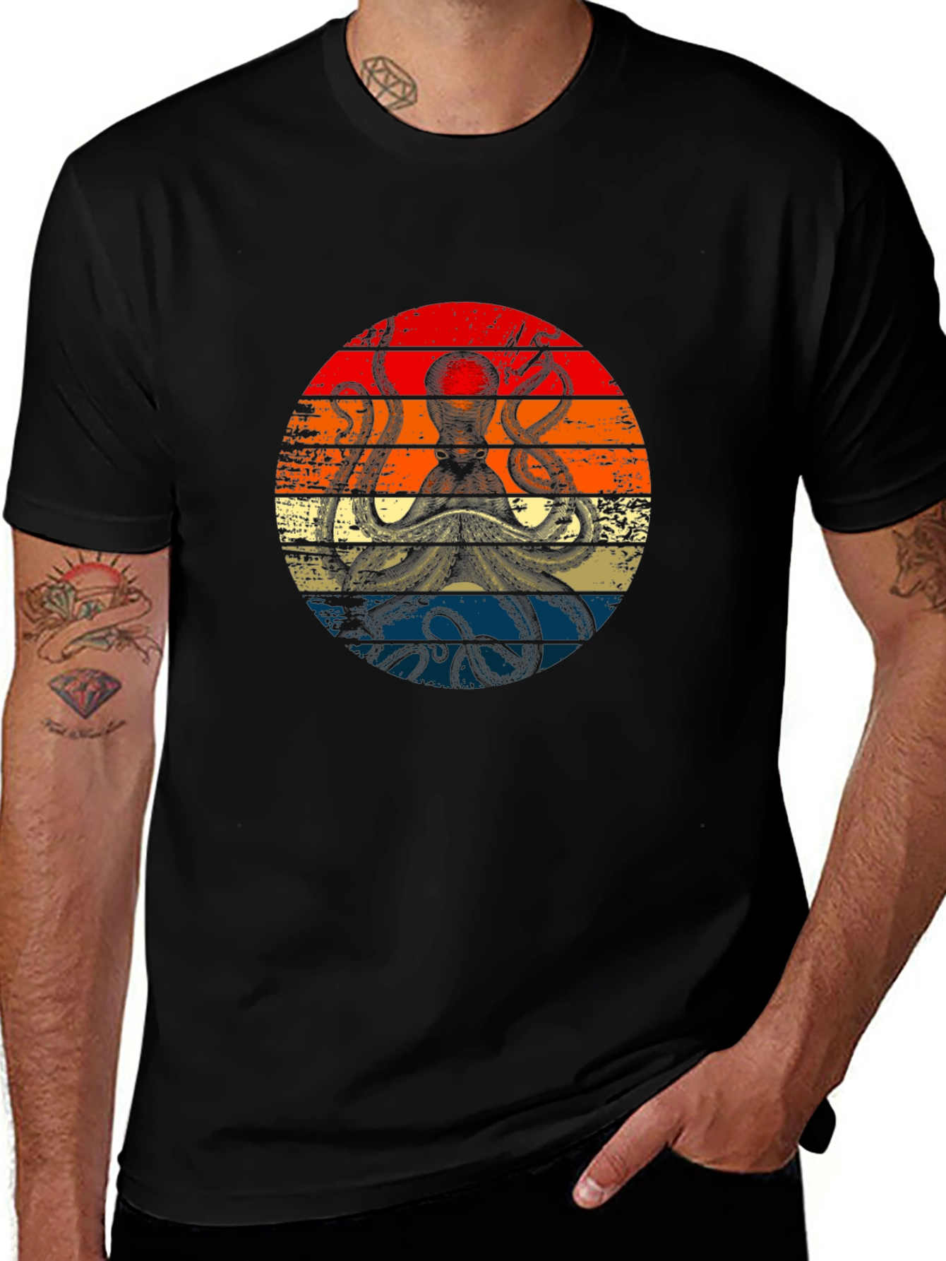 Retro Octopus Graphic Tee - Vintage Style Kraken T-Shirt
