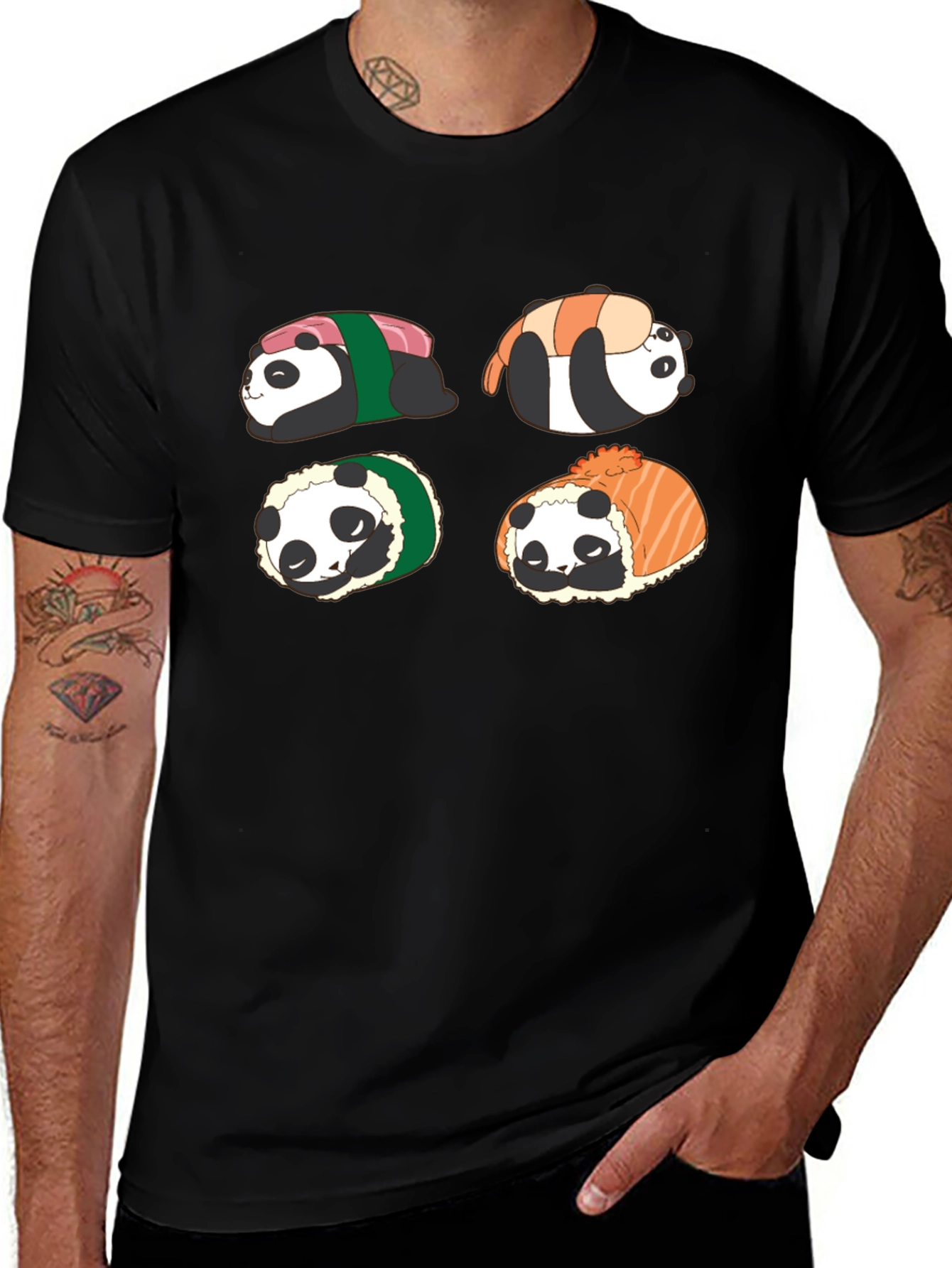 Variant 16 of Sushi Panda Graphic Tee - Black