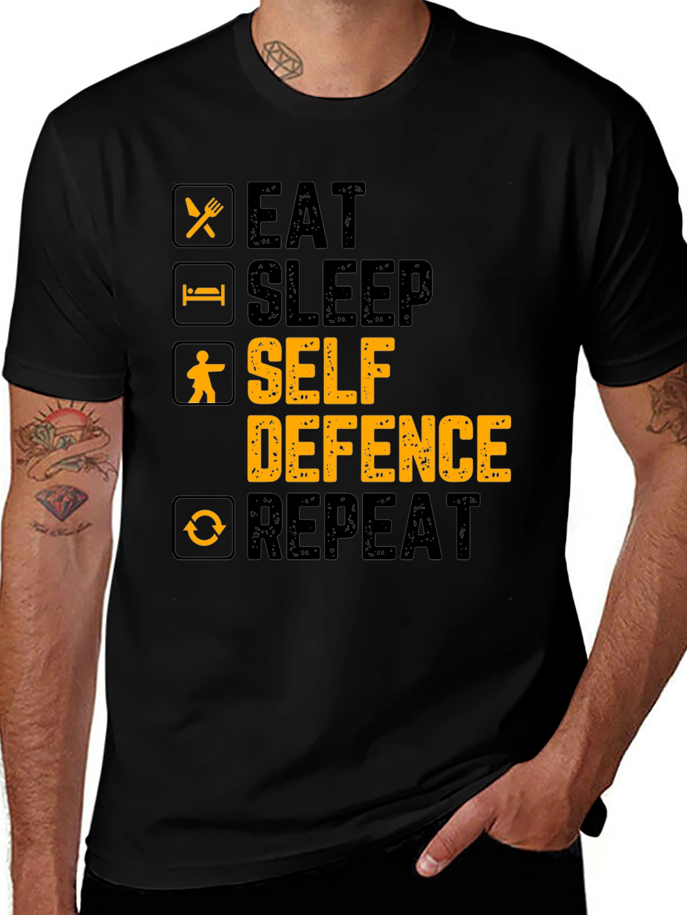 Variant 30 of Eat Sleep Self Defence Repeat Graphic T-Shirt