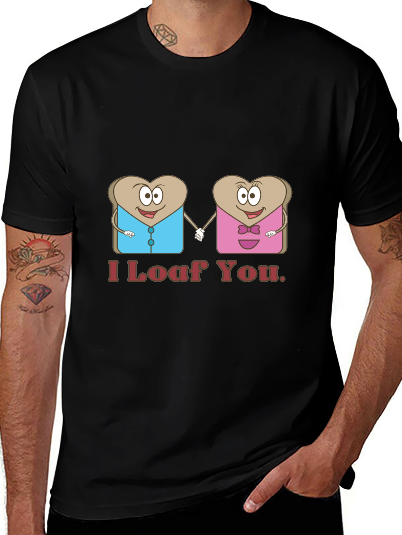 Variant 17 of I Loaf You Graphic Tee - Black Cotton T-Shirt