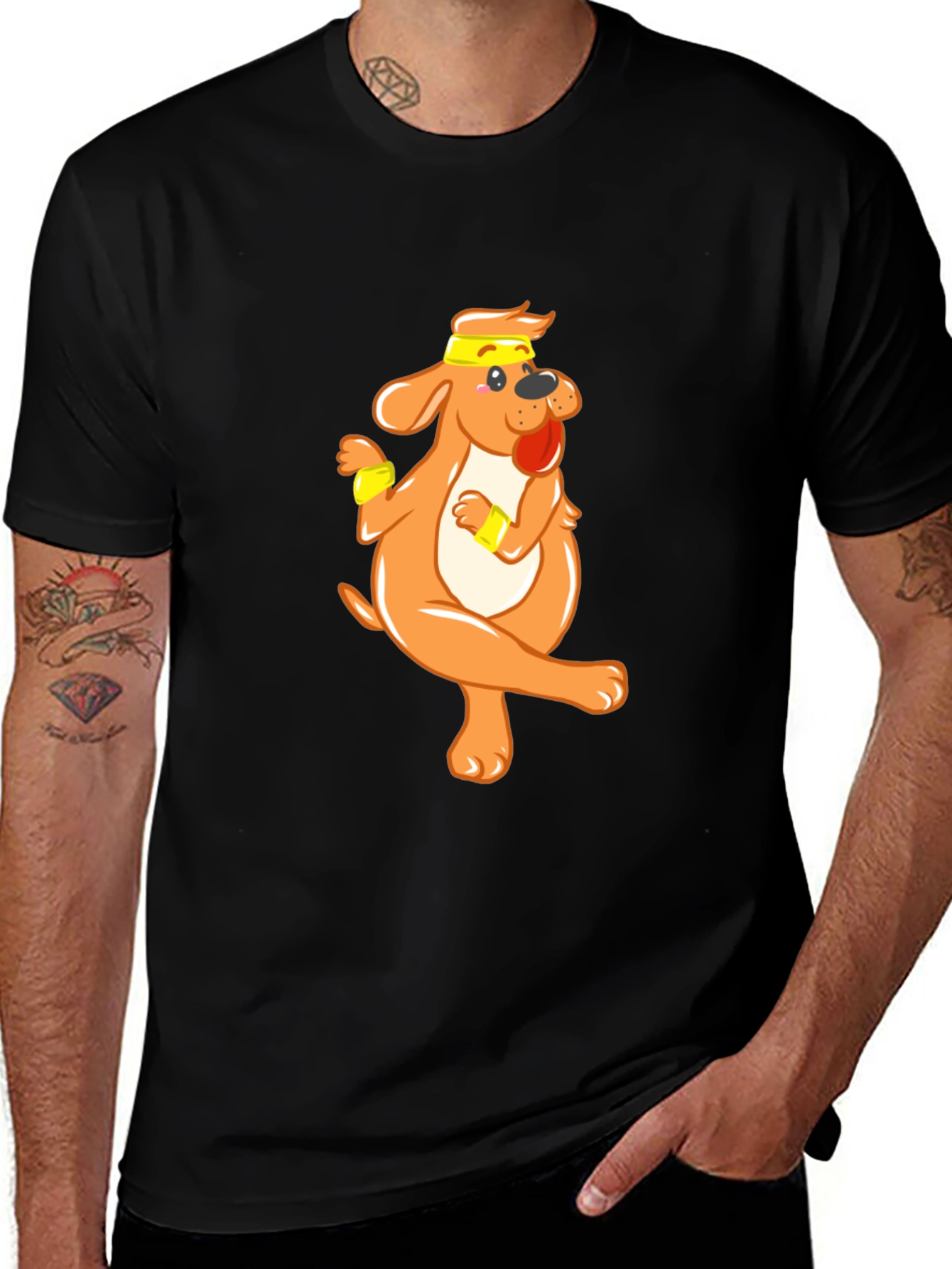 Variant 7 of Funny Dog Cartoon Black T-Shirt
