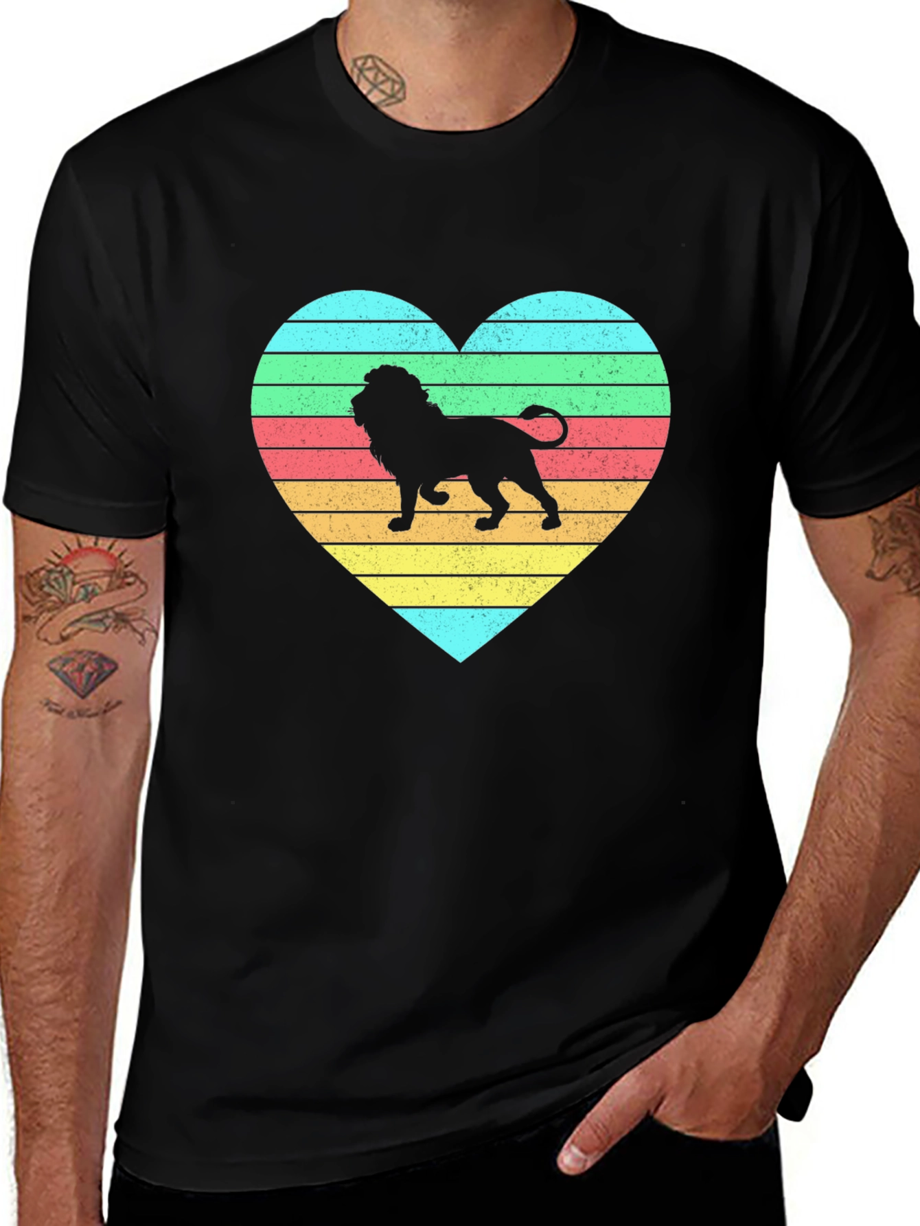 Variant 23 of Lion Heart Striped Graphic Tee