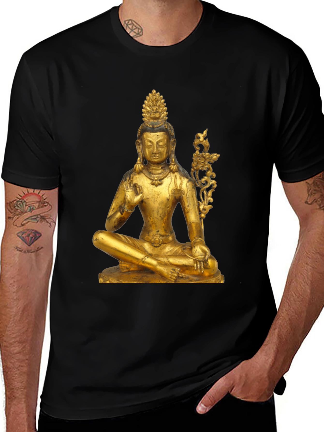 Golden Buddha Graphic Tee - Unisex Black T-Shirt