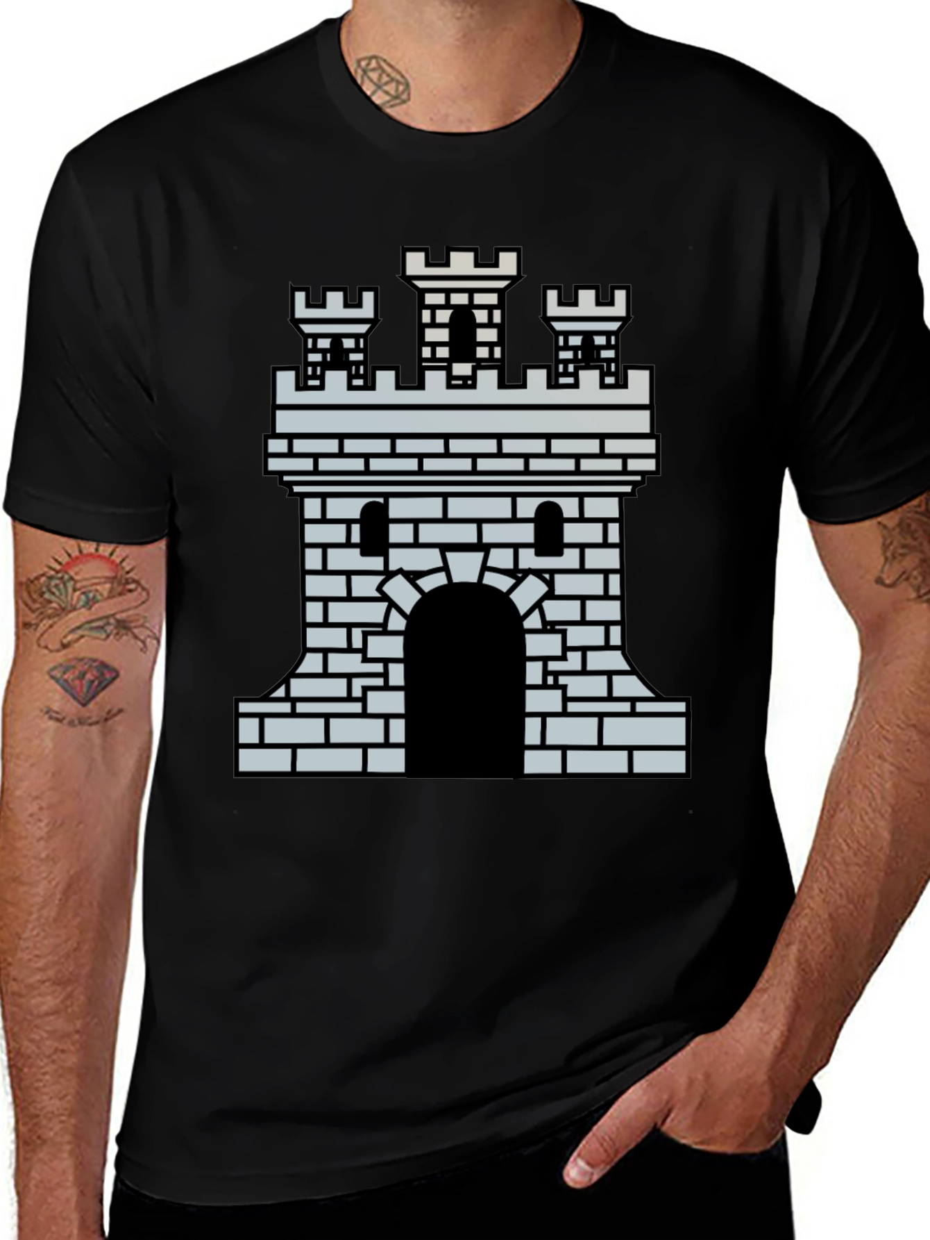 Variant 6 of Castle Graphic Tee - Black Casual Cotton T-Shirt