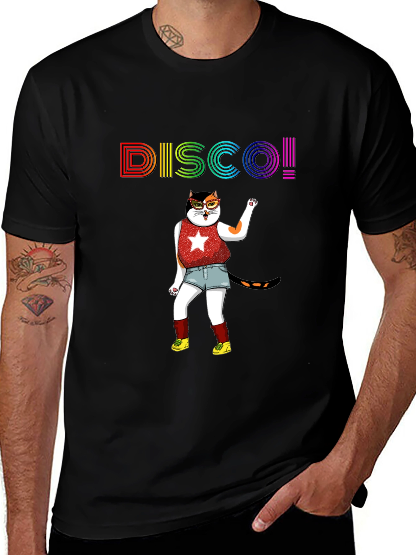Variant 13 of Disco Cat Graphic T-Shirt