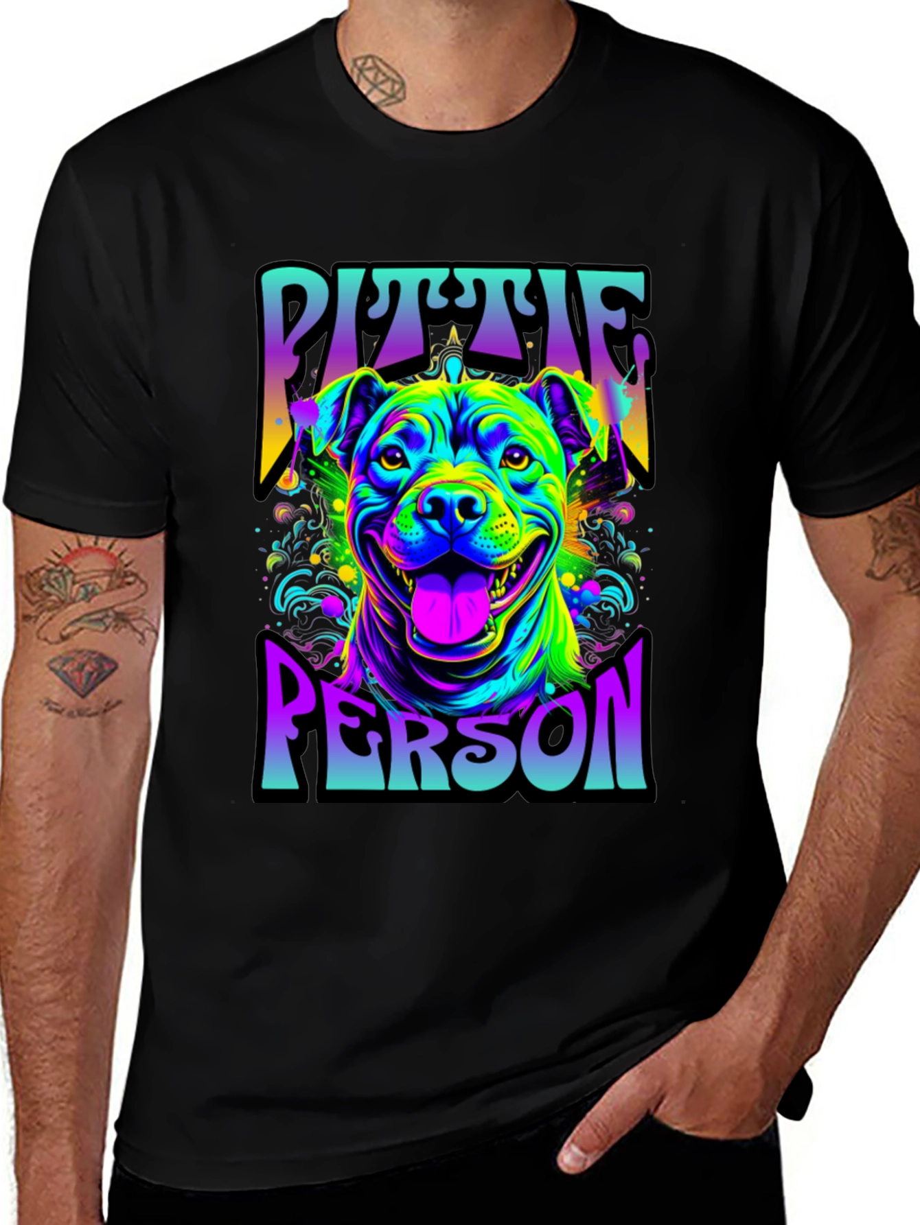 Variant 28 of Vibrant Pit Bull Person Graphic T-Shirt