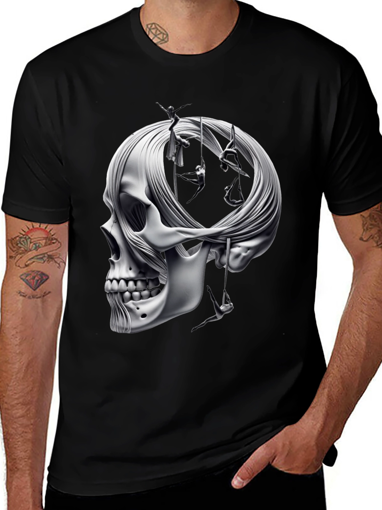 Variant 26 of Skull & Acrobatics Black Graphic Tee